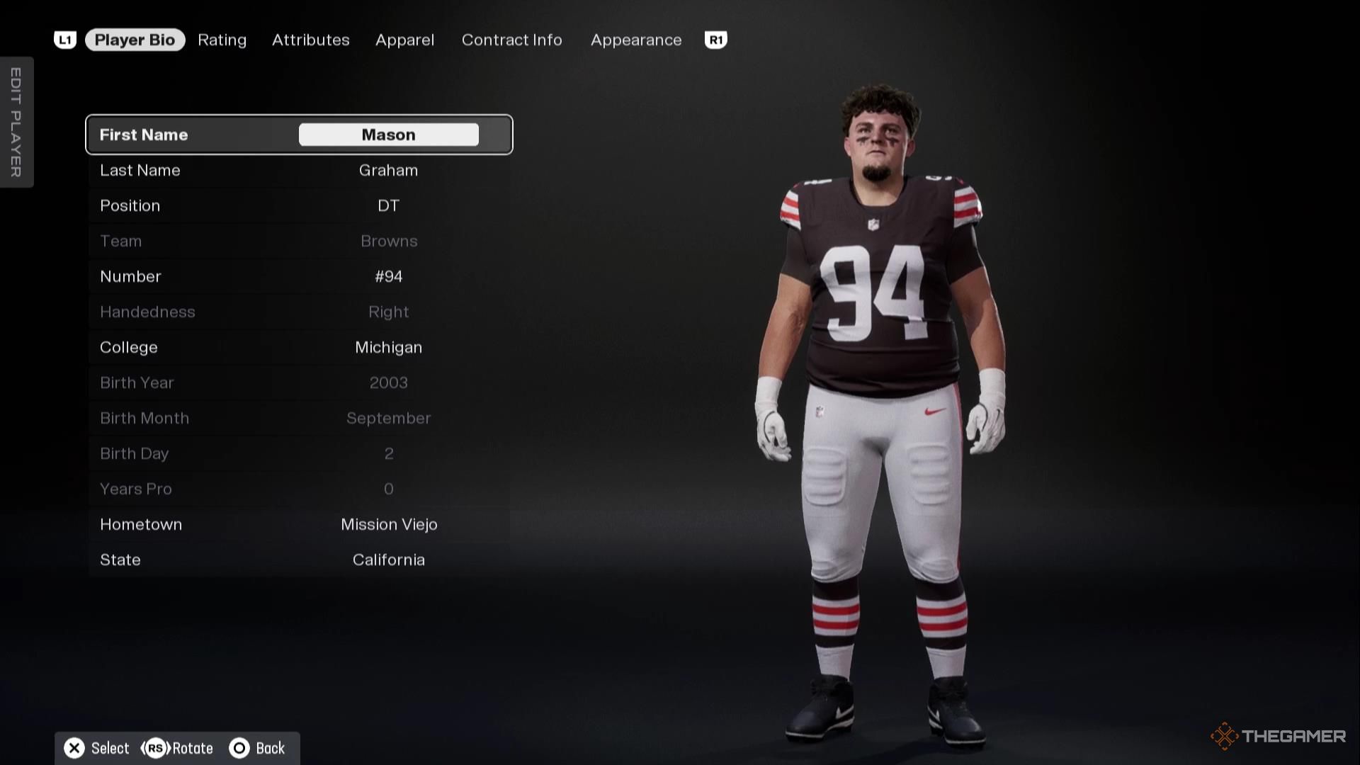 Mason Graham in Madden NFL 26.