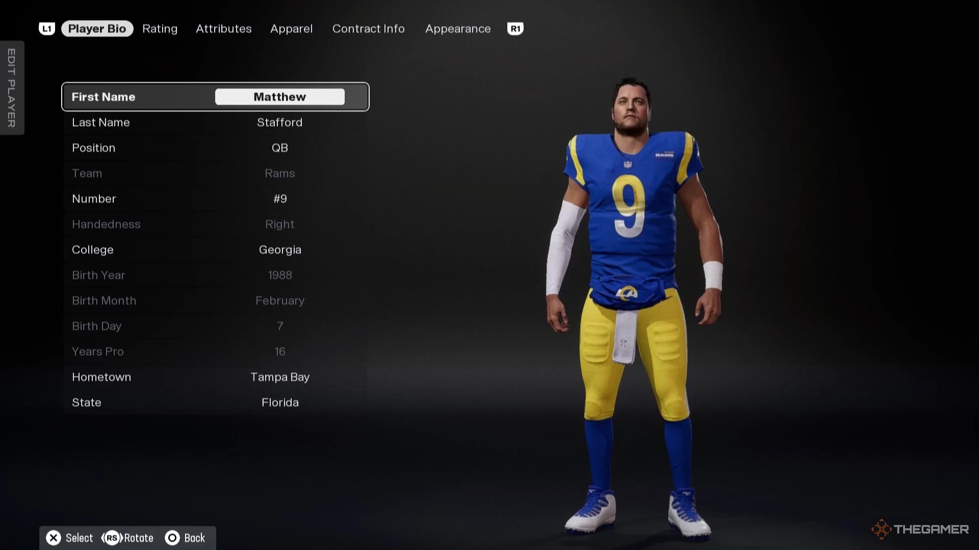 Matthew Stafford in Madden NFL 26.