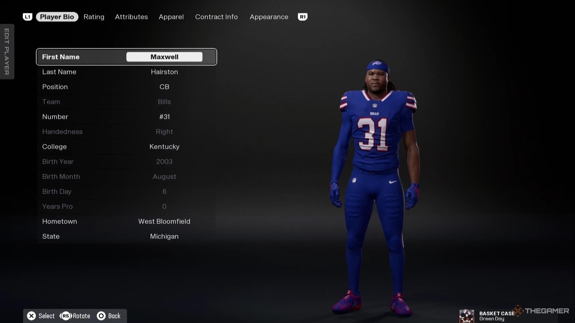 Maxwell Hairston in Madden NFL 26.