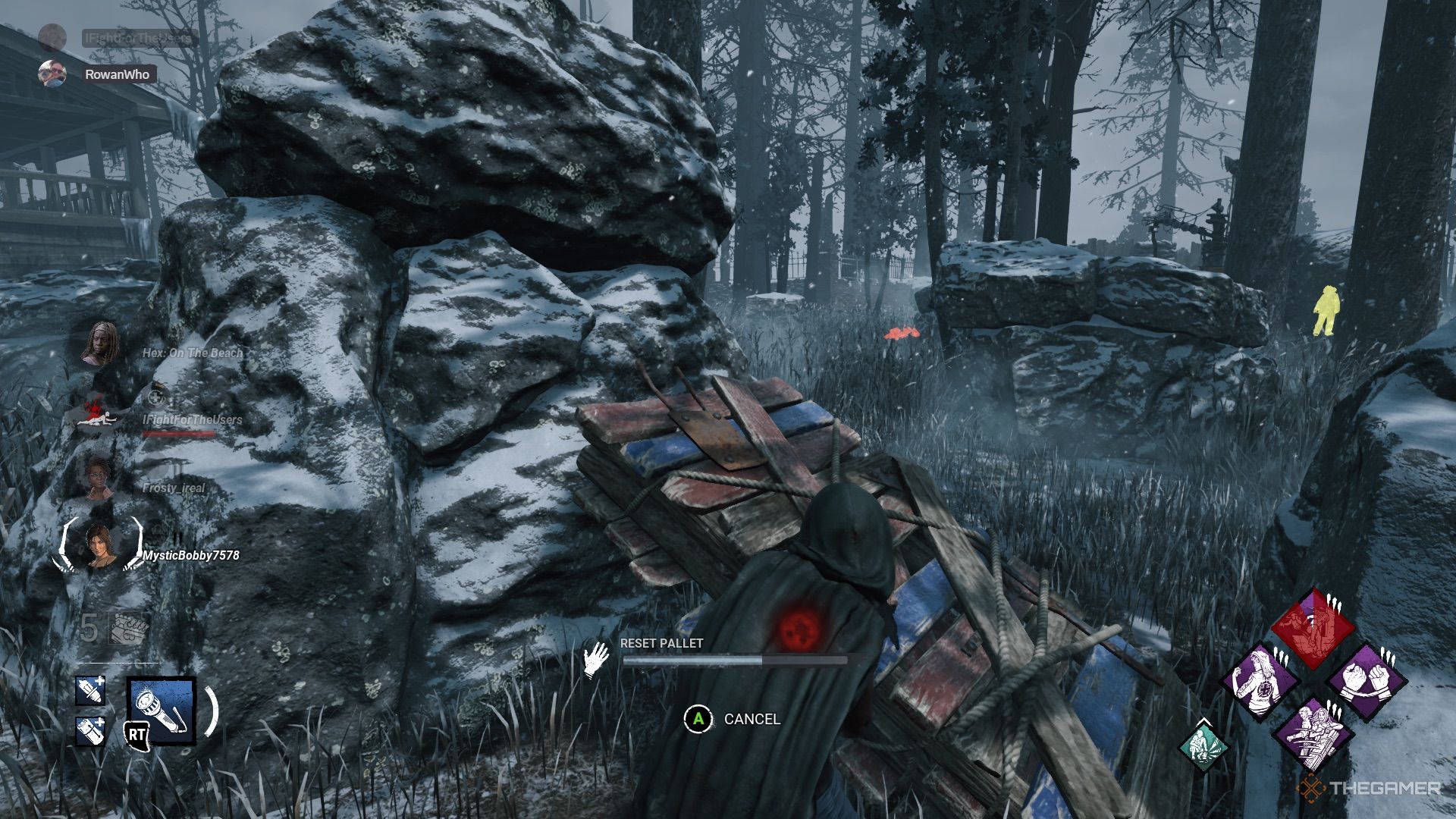 Michonne lifting a pallet in Dead By Daylight.