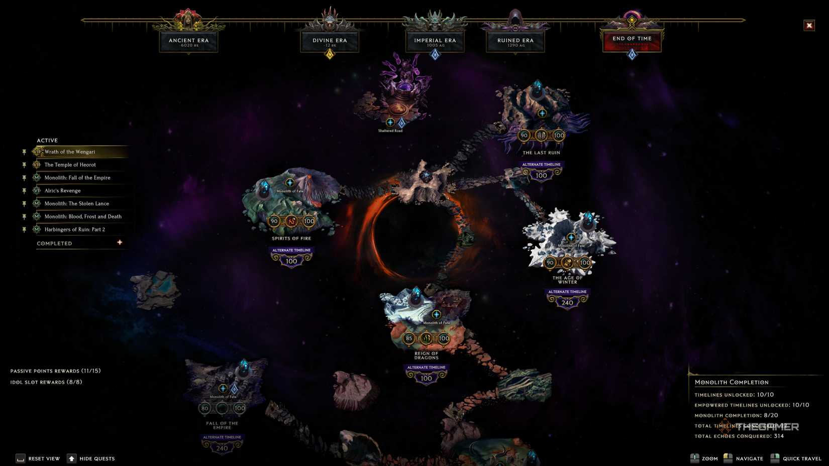 Monolith of Fate with Timelines that can contain Immortal Eyes.