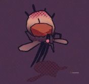 Close up of a Mosquito, a large mosquito-like insect with a see-through abdomen full of blood, in Guntouchables.