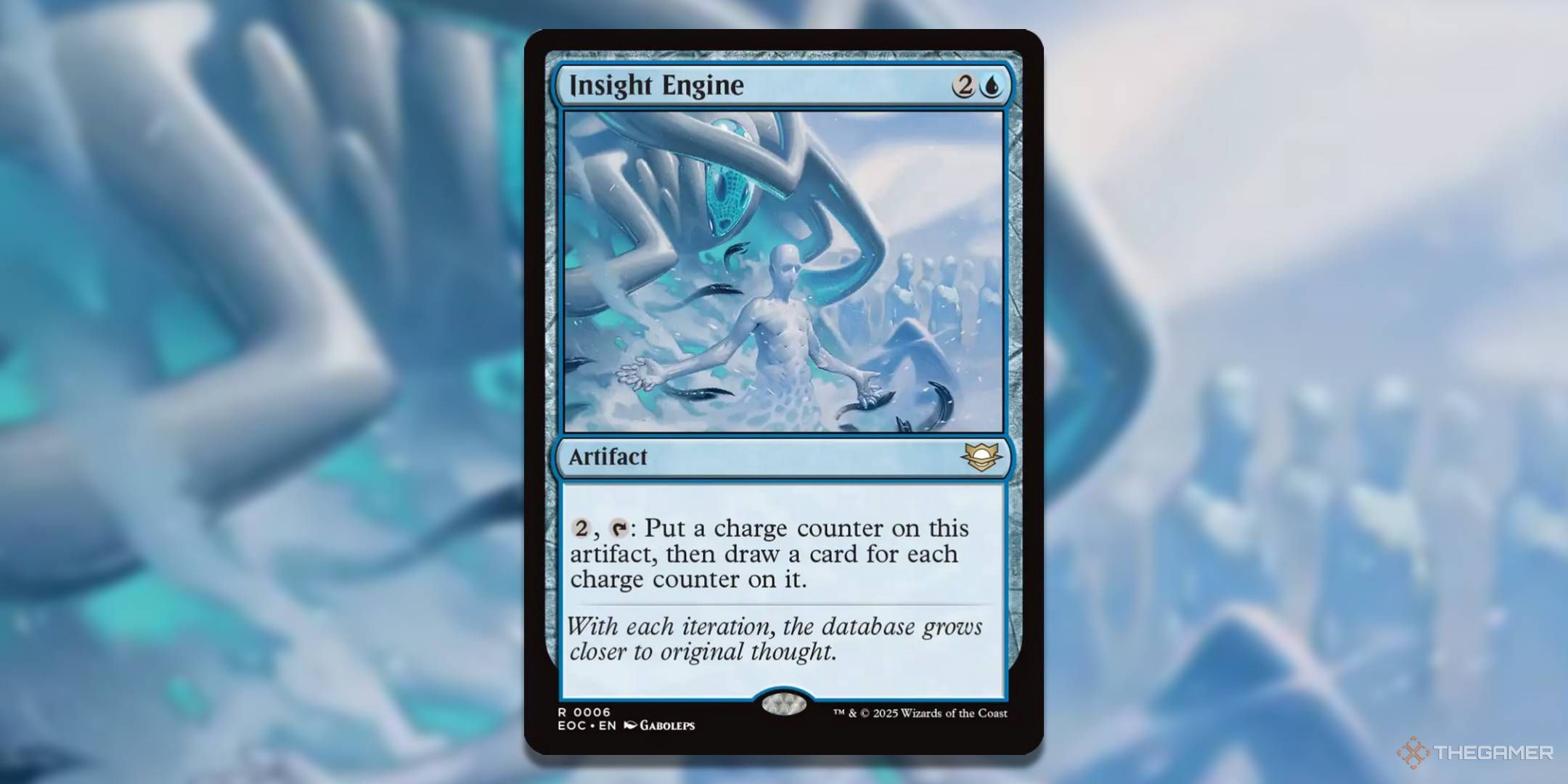 MTG Insight Engine card with the art in the background.