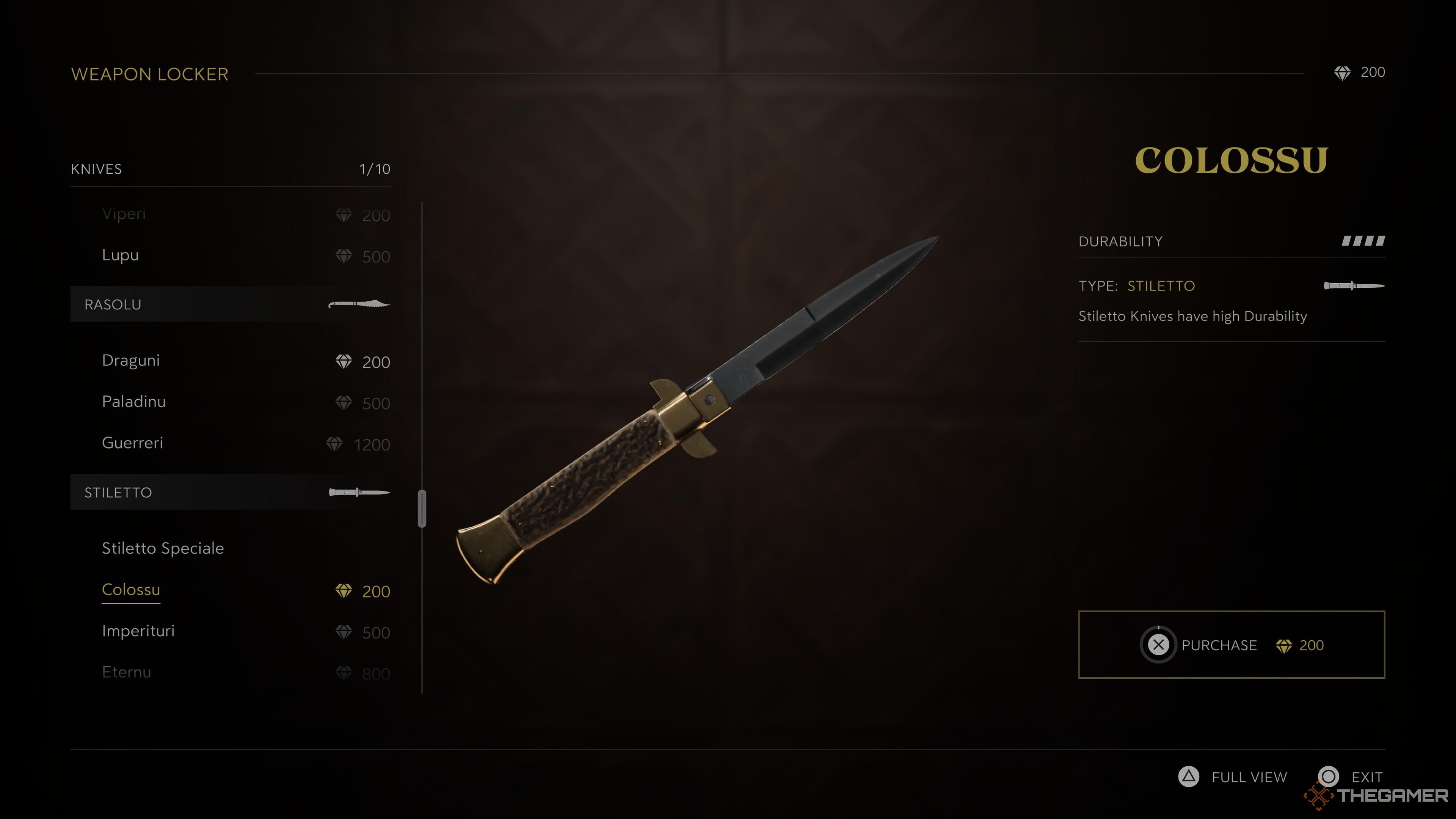 The Colossu knife in Mafia: The Old Country.