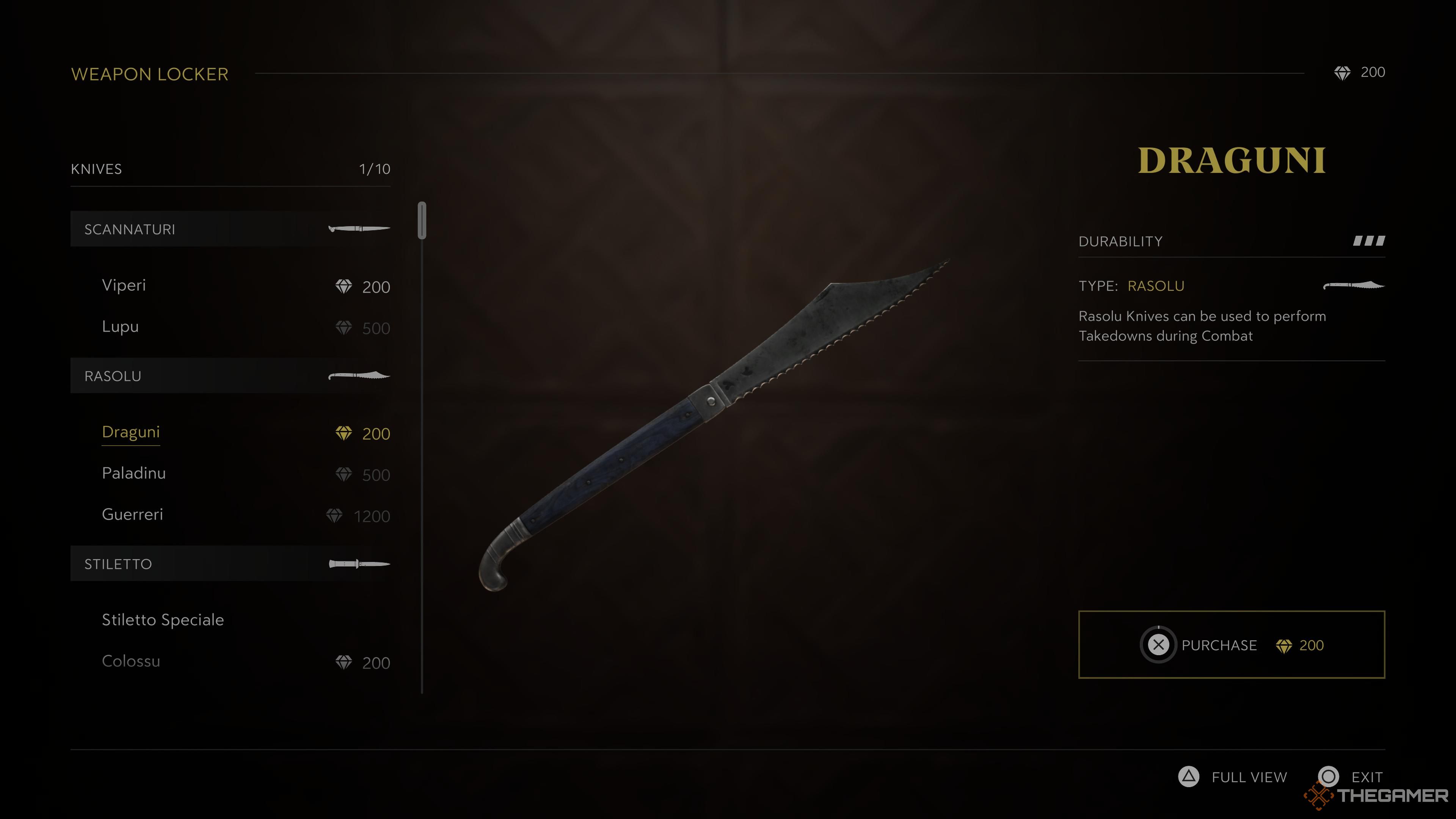 The Draguni knife in Mafia: The Old Country.