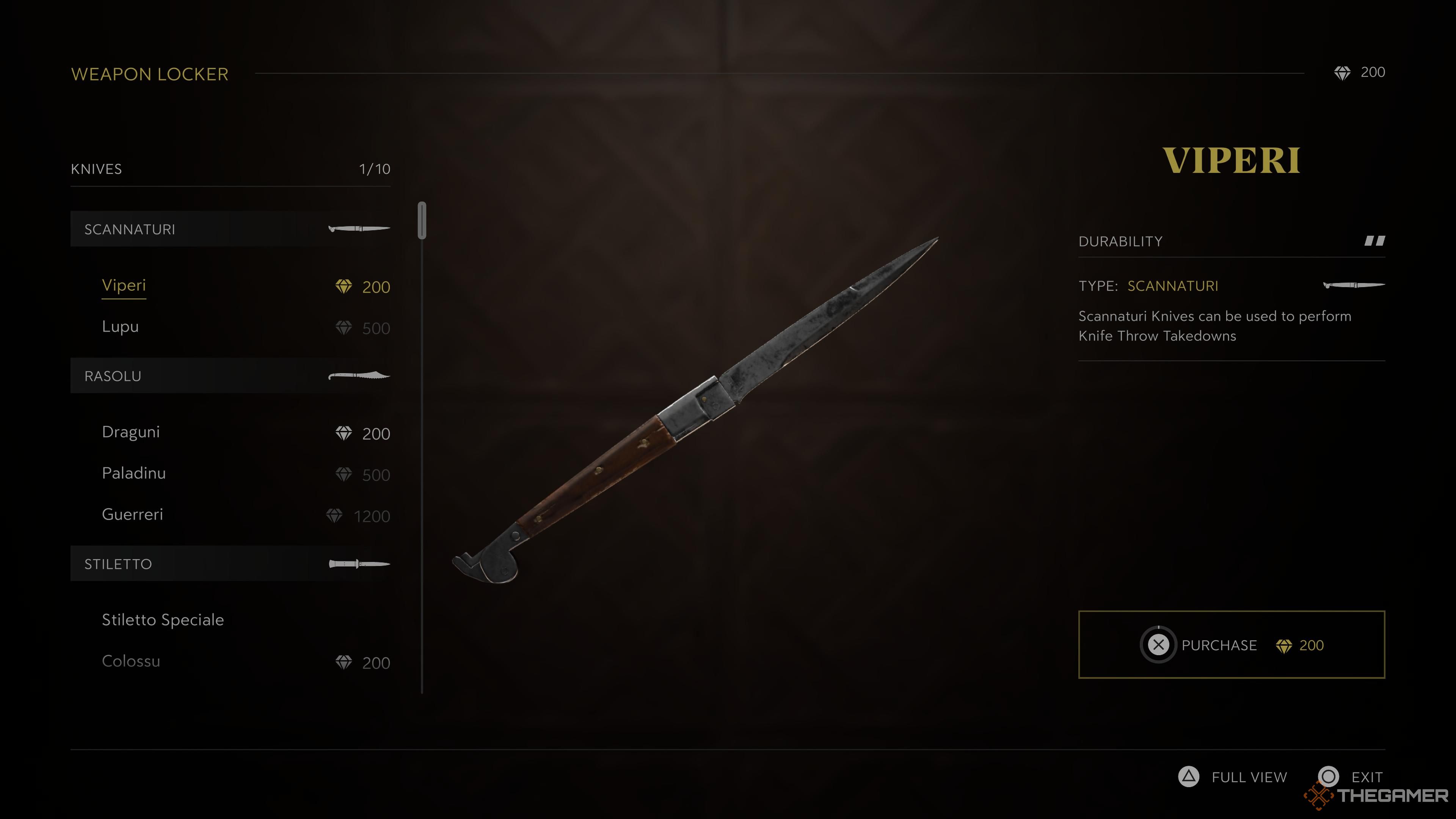The Viperi knife in Mafia: The Old Country.