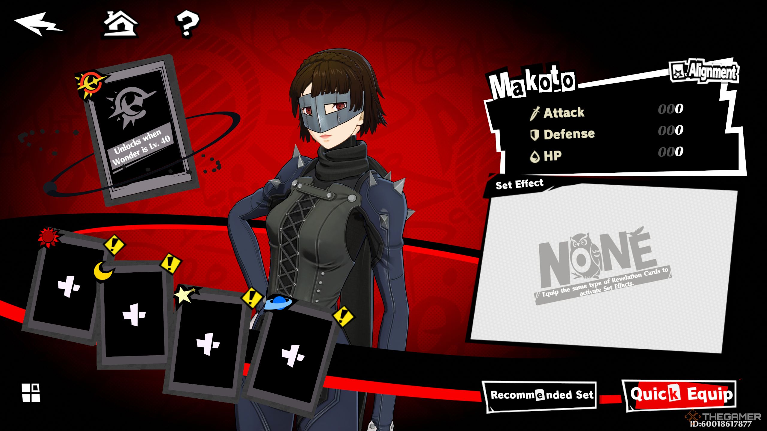 Queen's Revelation Cards menu in Persona 5: The Phantom X.