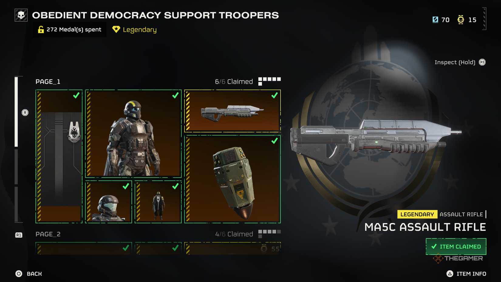Page 1 of the Halo ODST Warbond in Helldivers 2.