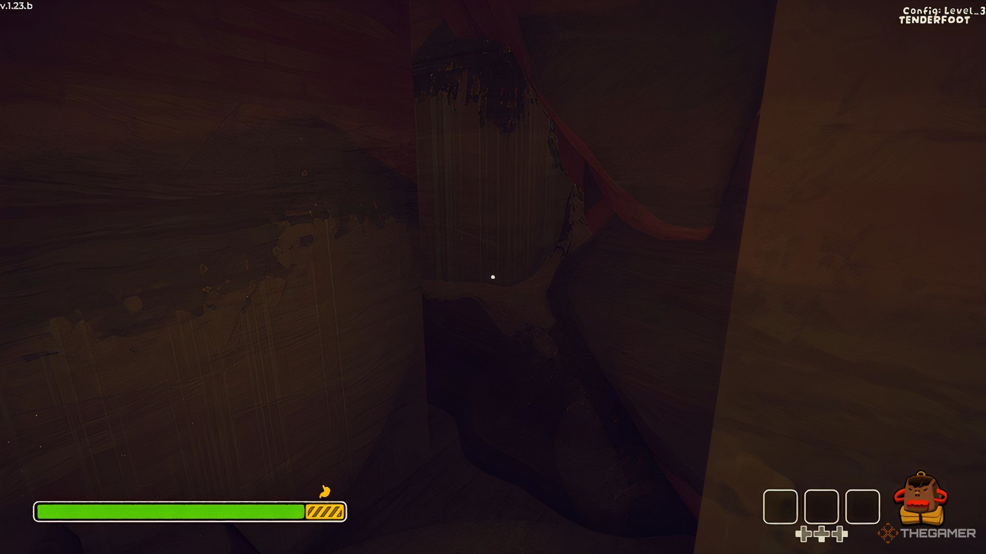Inside the Peak claustrophobic Mesa biome tunnels.