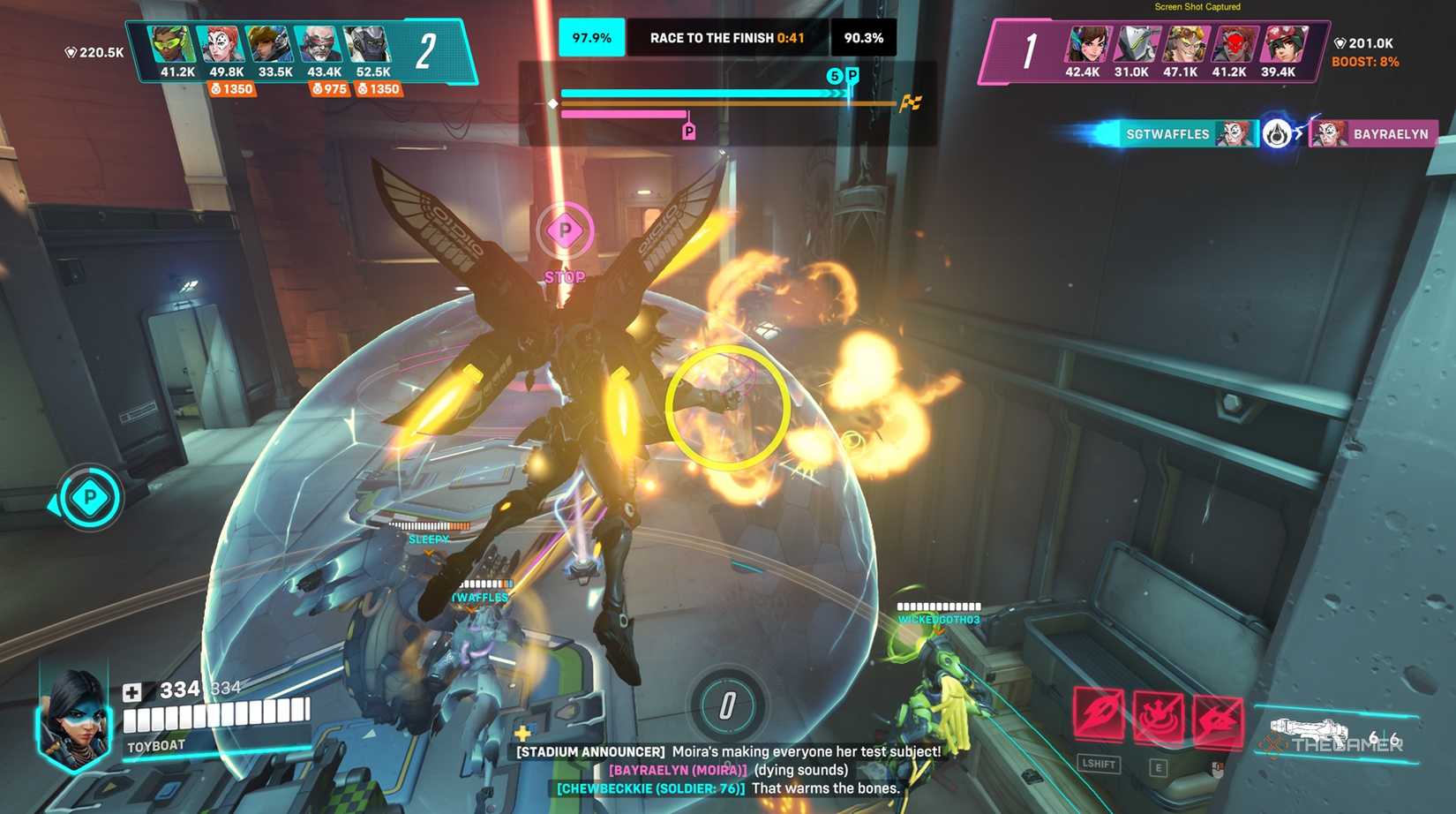 Pharah pushing the payload and using her ultimate in Overwatch 2.