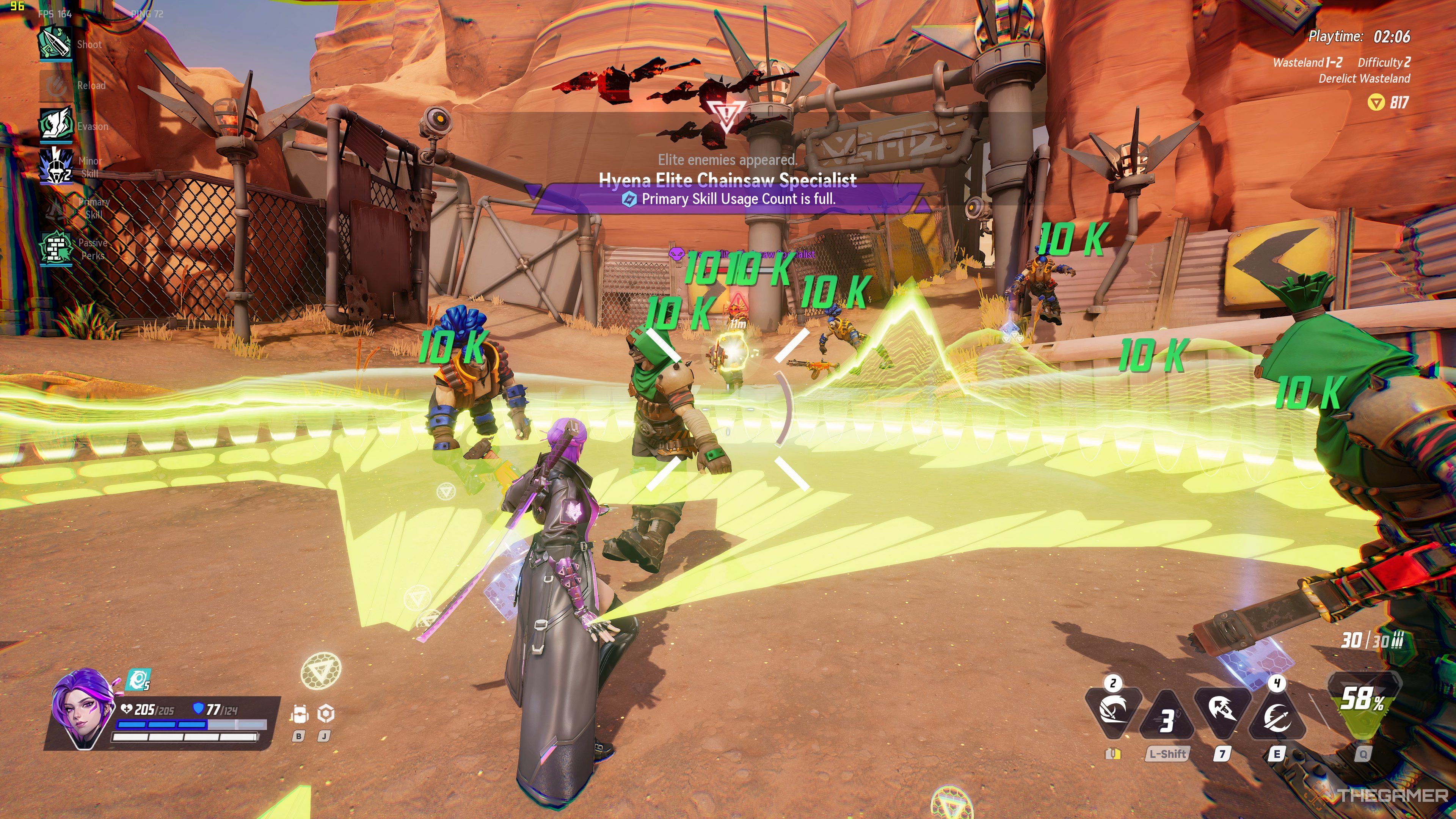 Repulsor Evasion Effect destroying enemies in the Wasteland with Blade in Terminull Brigade.