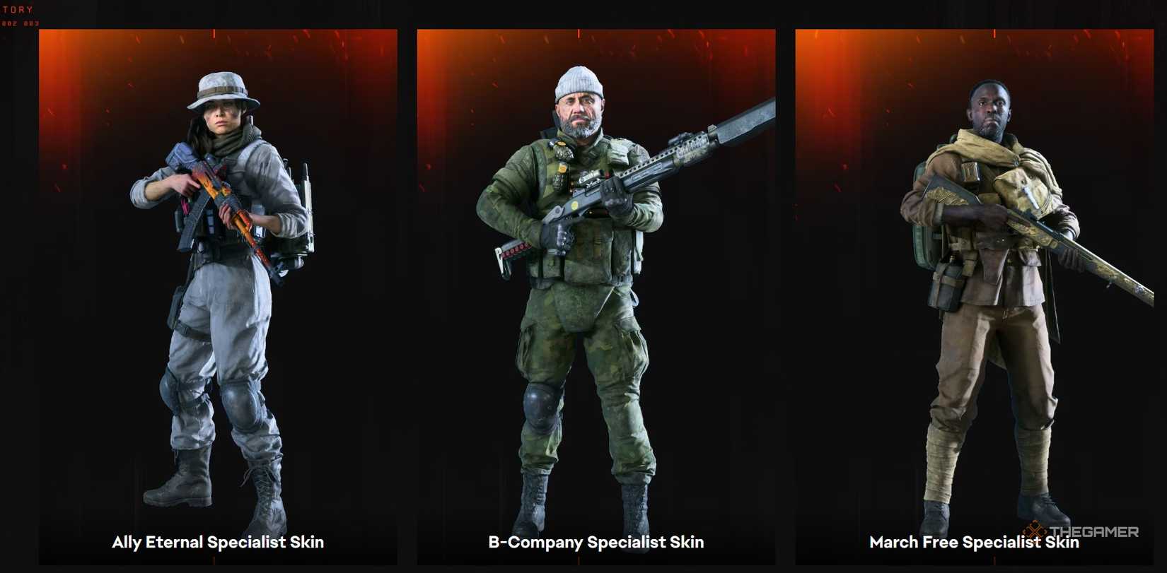 Reward skins lined up from Battlefield 6.