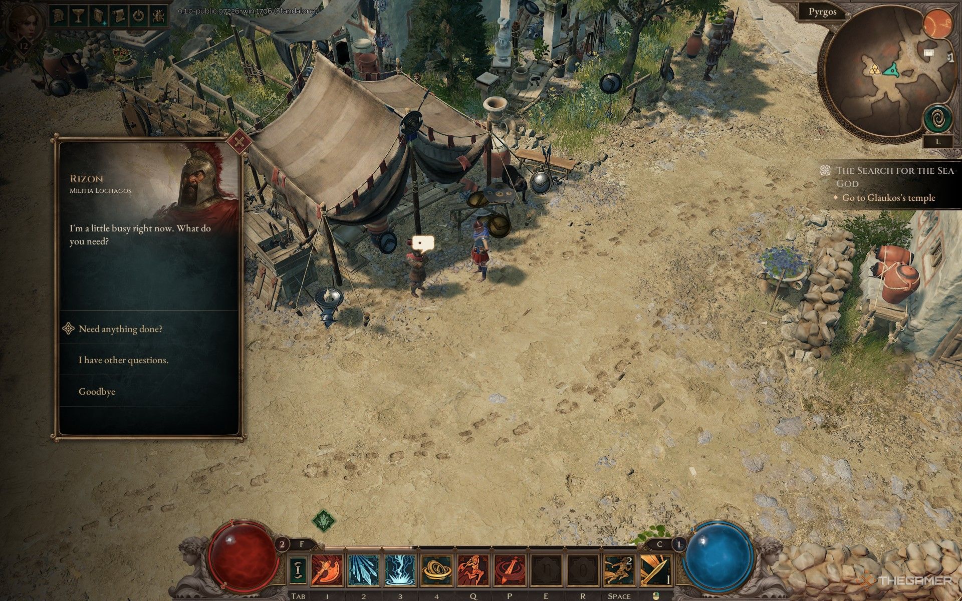 Rizon at the Pyrgos Militia Camp in Titan Quest 1