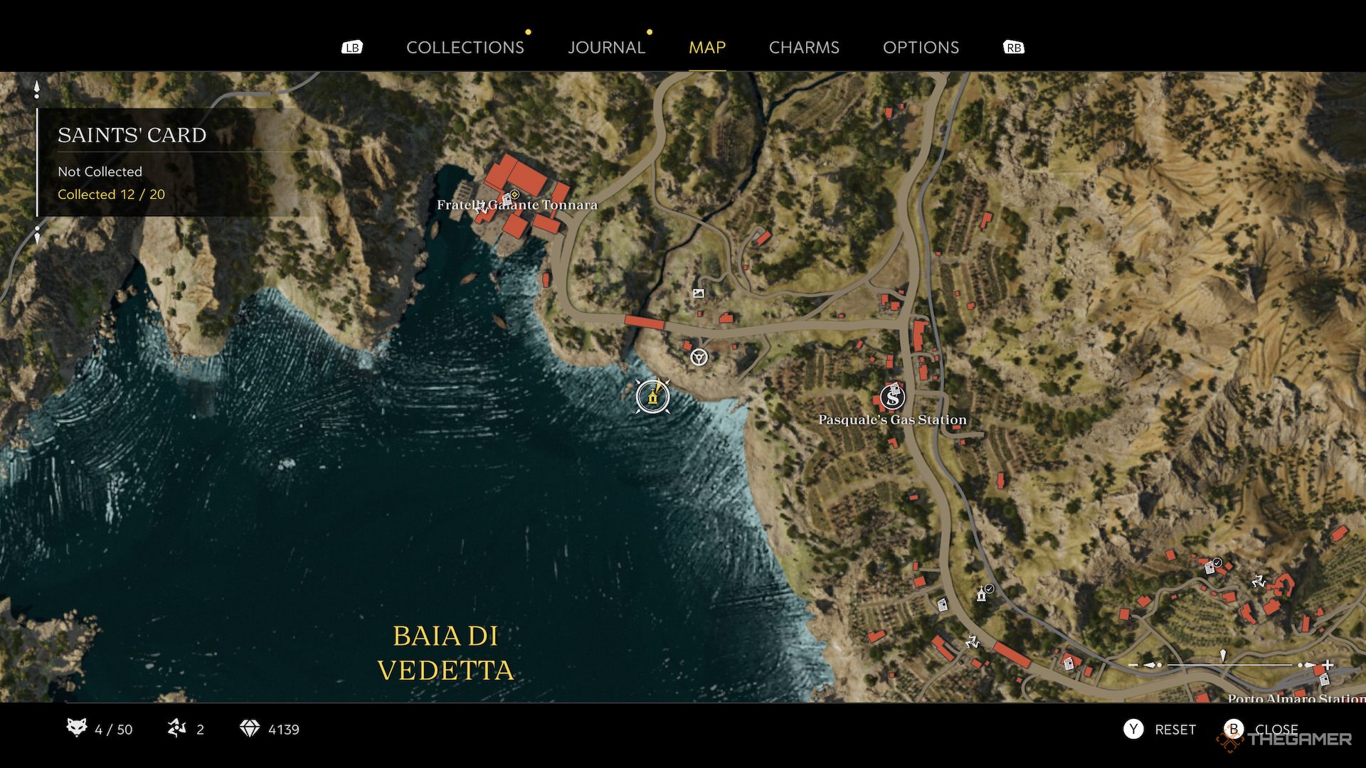 San Clemente saints card location on map in Mafia The Old Country.