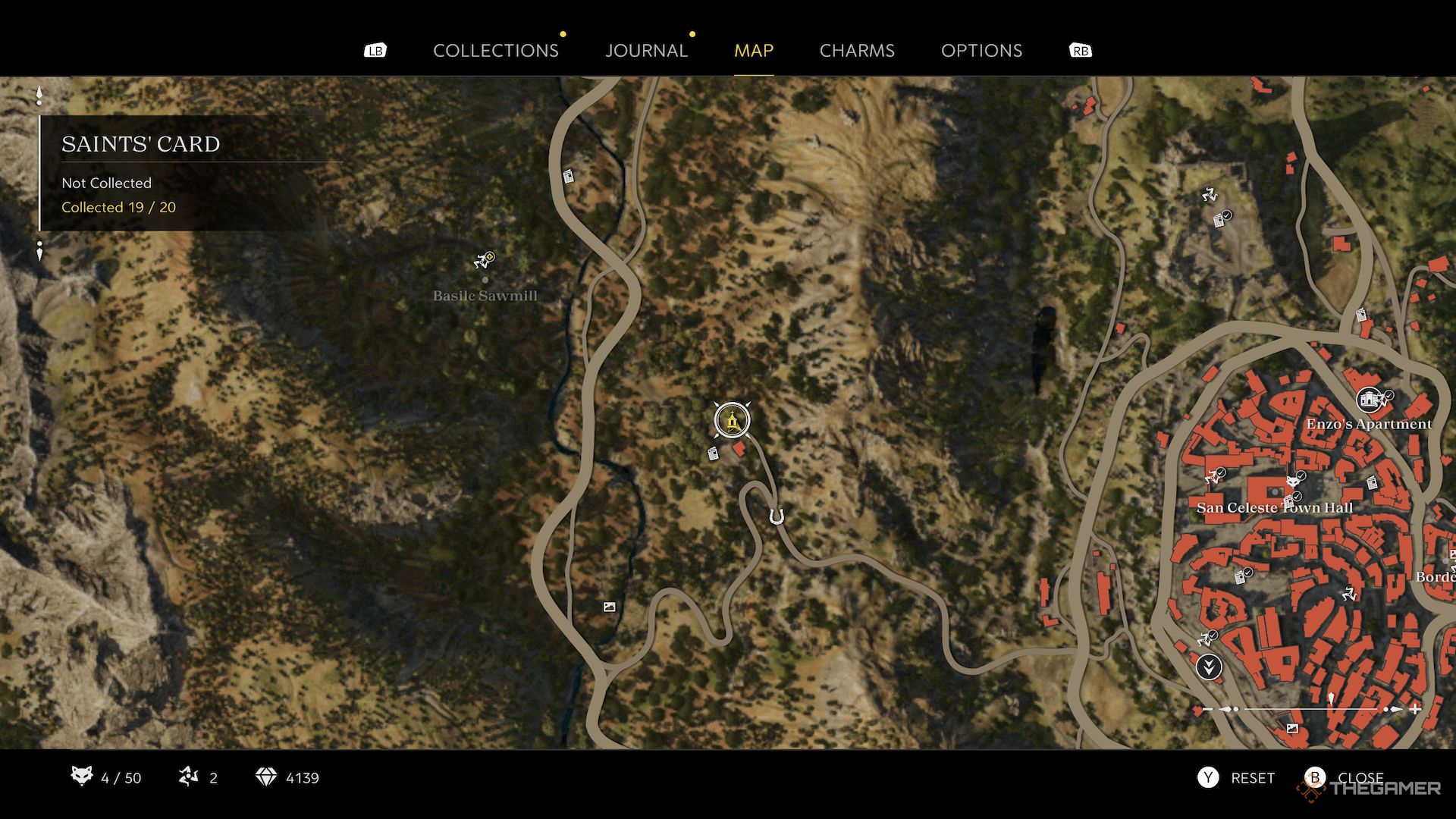 Sant'Agata saints card location on map in Mafia The Old Country.