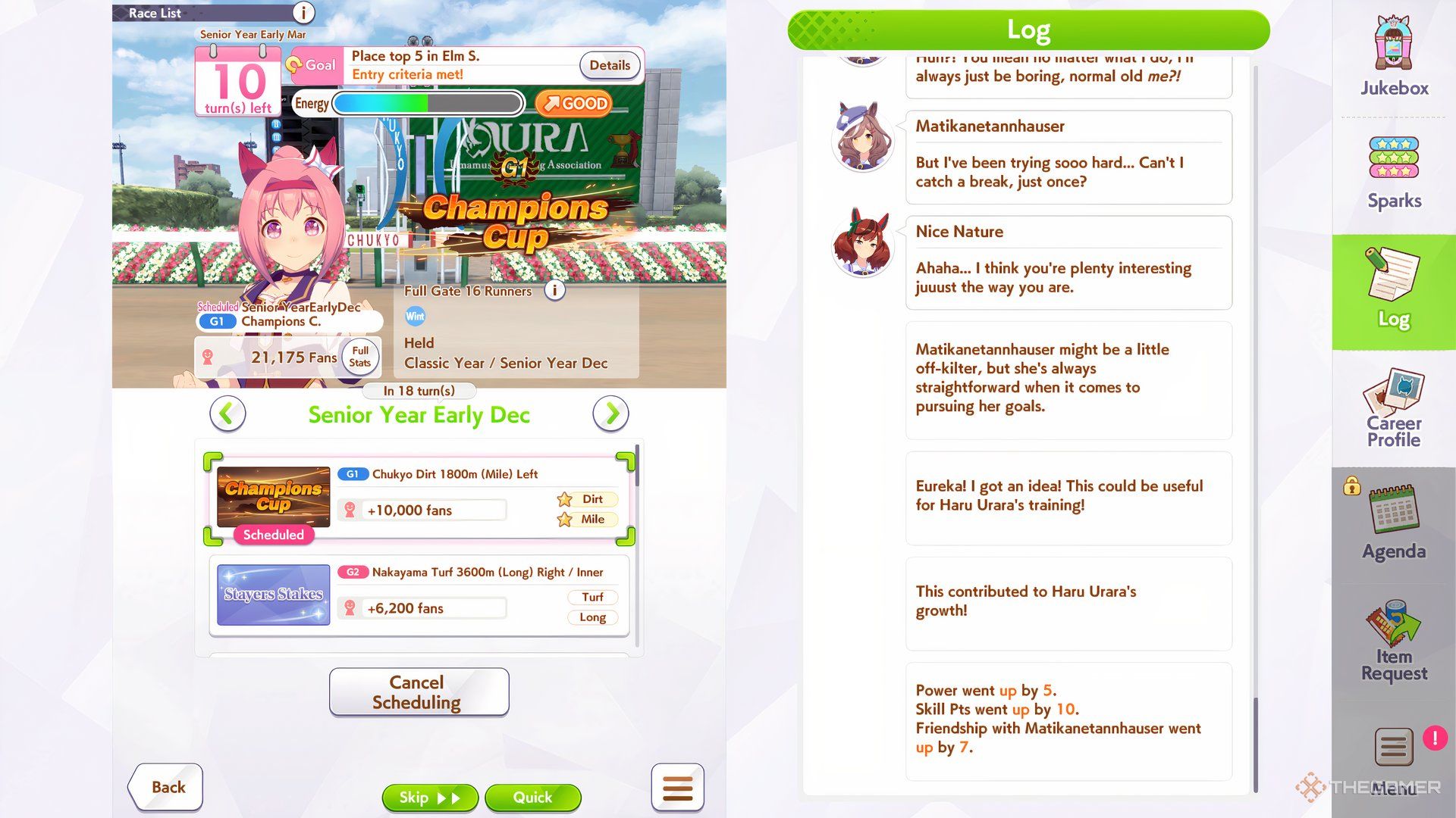 Champions Cup is shown in Haru Urara's race menu in Umamusume Pretty Derby.