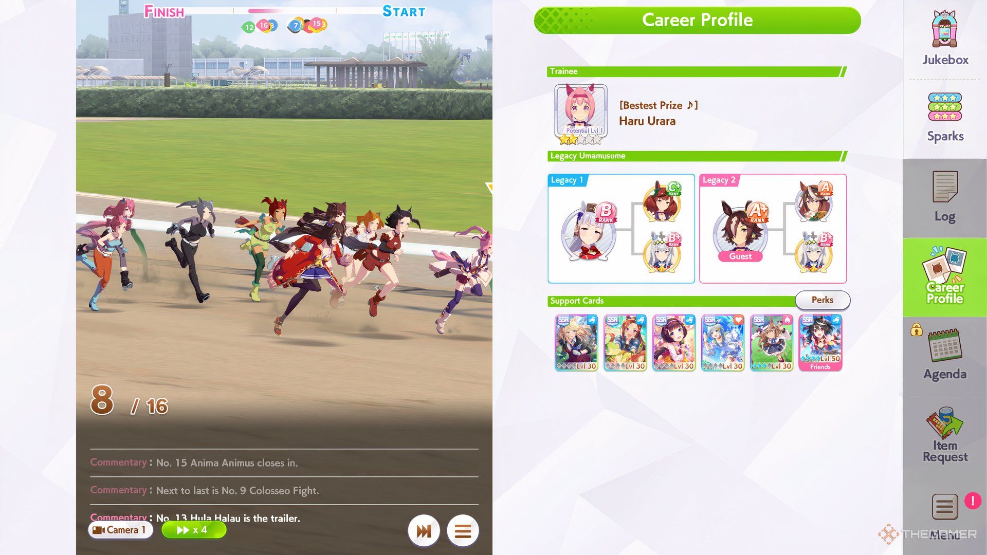 The racers are running on the dirt turf in Umamusume Pretty Derby.