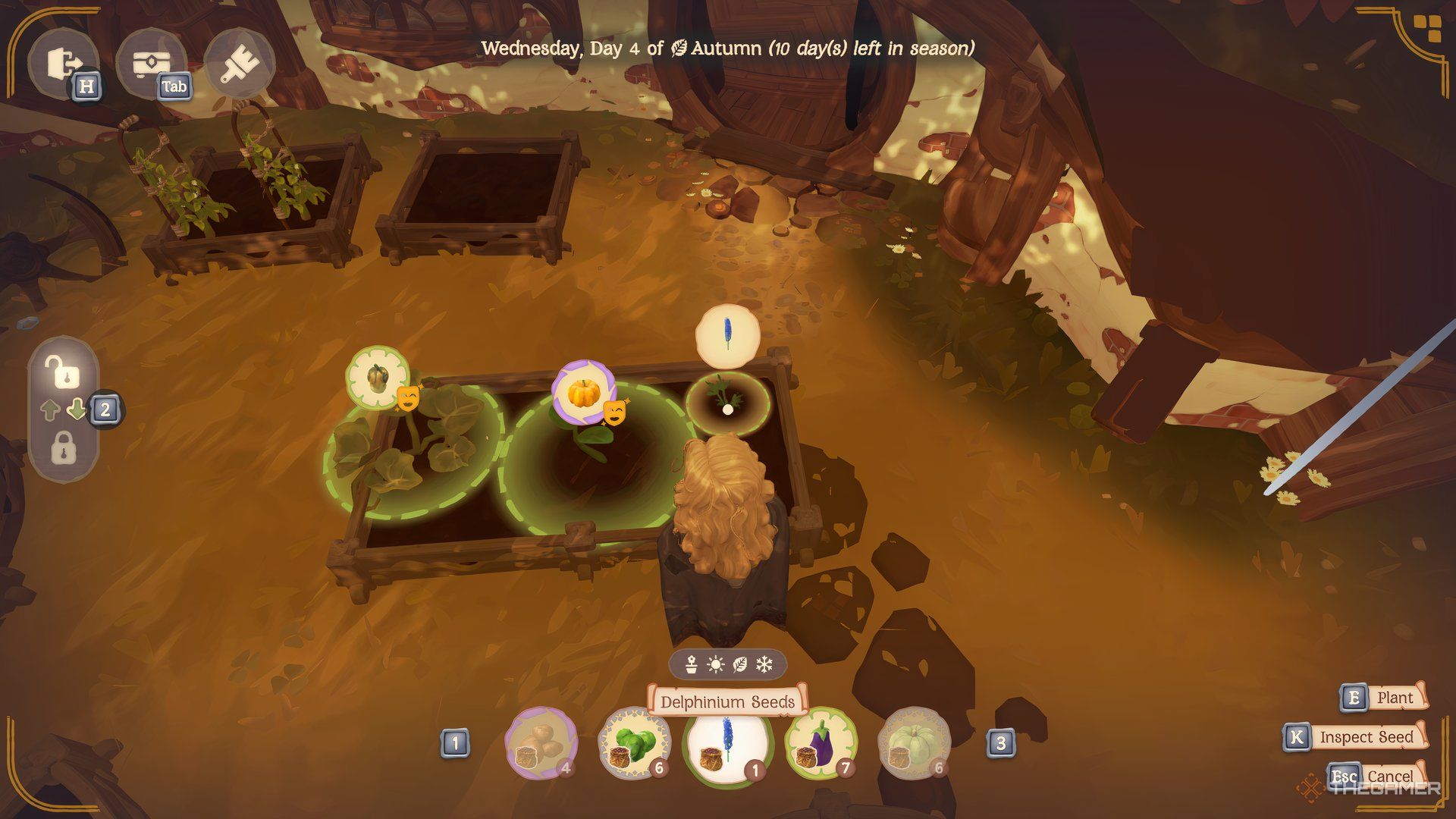 A flower seed is shown in the pot with other plants to increase quality in Tales of the Shire.