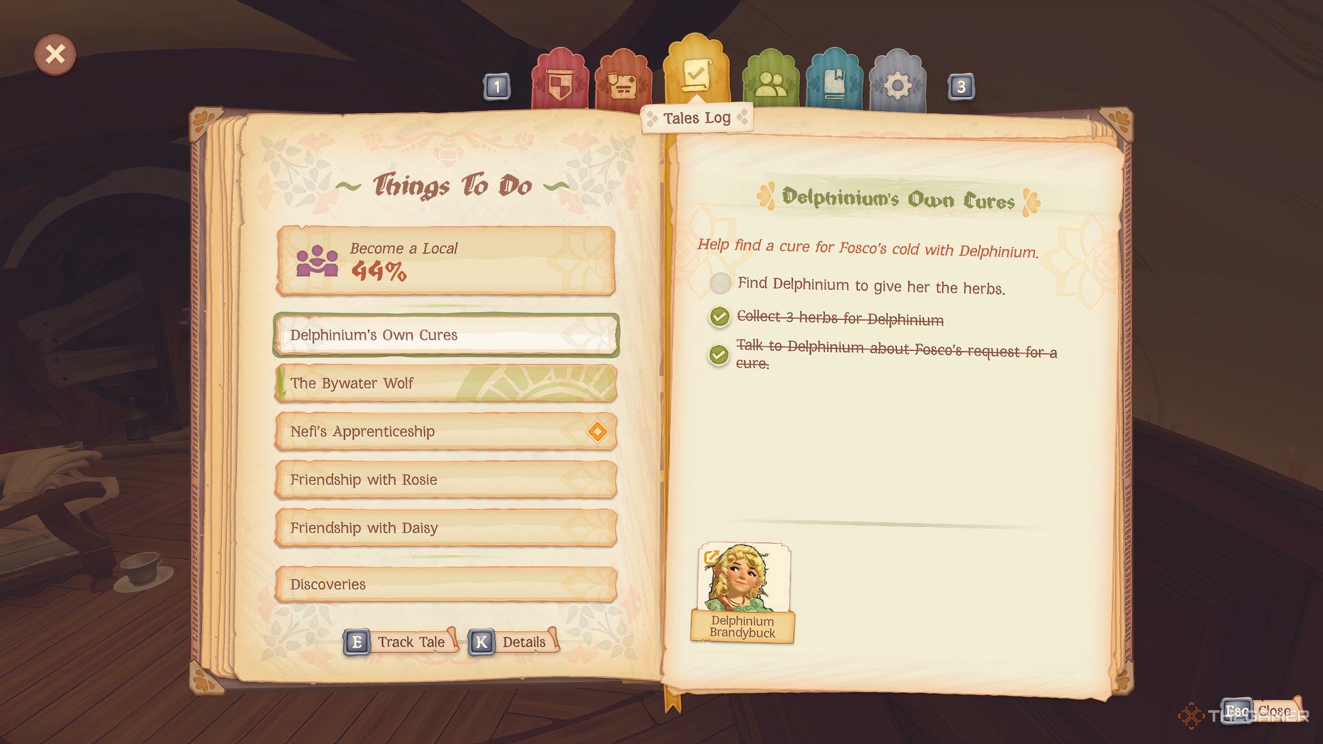 The tales are shown in the menu in Tales of the Shire.