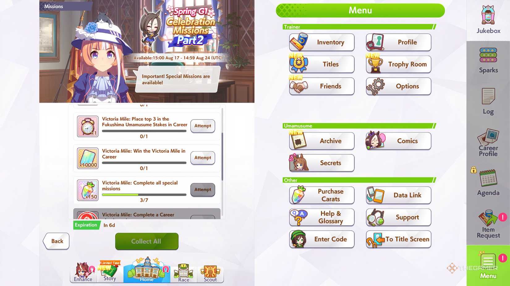 Spring G1 Missions Victoria Mile are shown in Umamusume: Pretty Derby.
