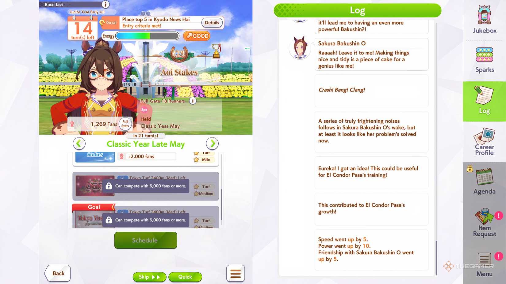 The Japanese Oaks race is shown in the race selection menu in Umamusume: Pretty Derby.
