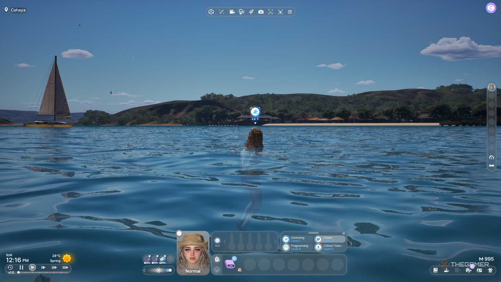 A Zoi is swimming near the beach in InZoi.