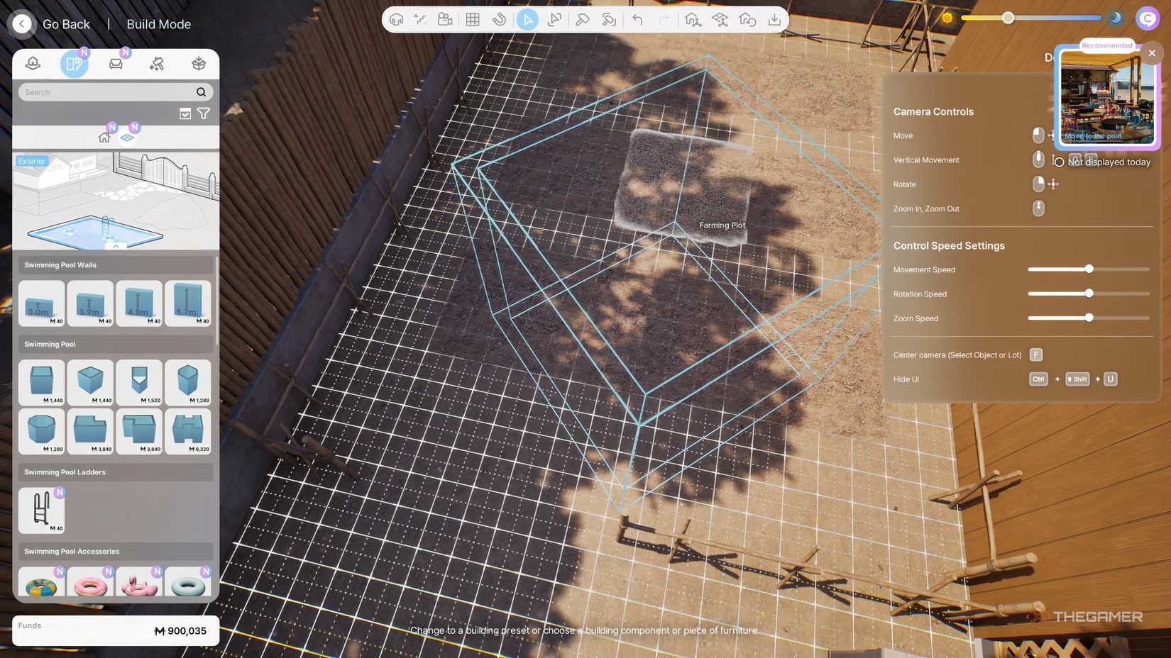 An outline of a preset swimming pool is shown in InZoi.