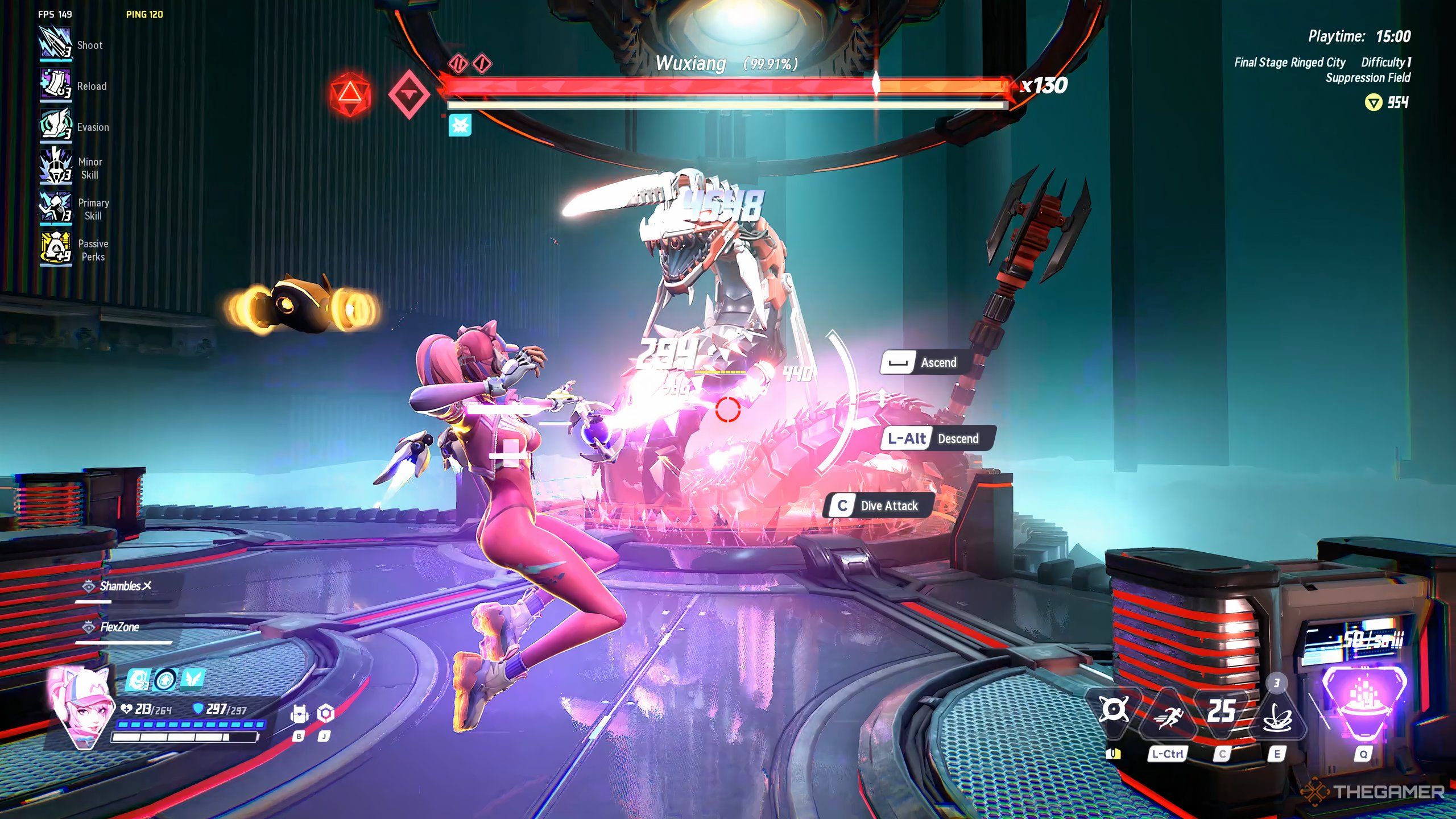 Aurora firing off her cooldowns at weak spots on a boss.