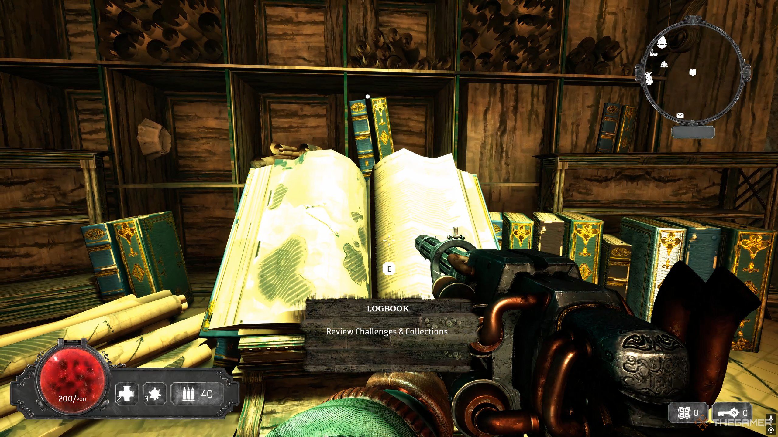 A player examines the logbook in Abyssus.