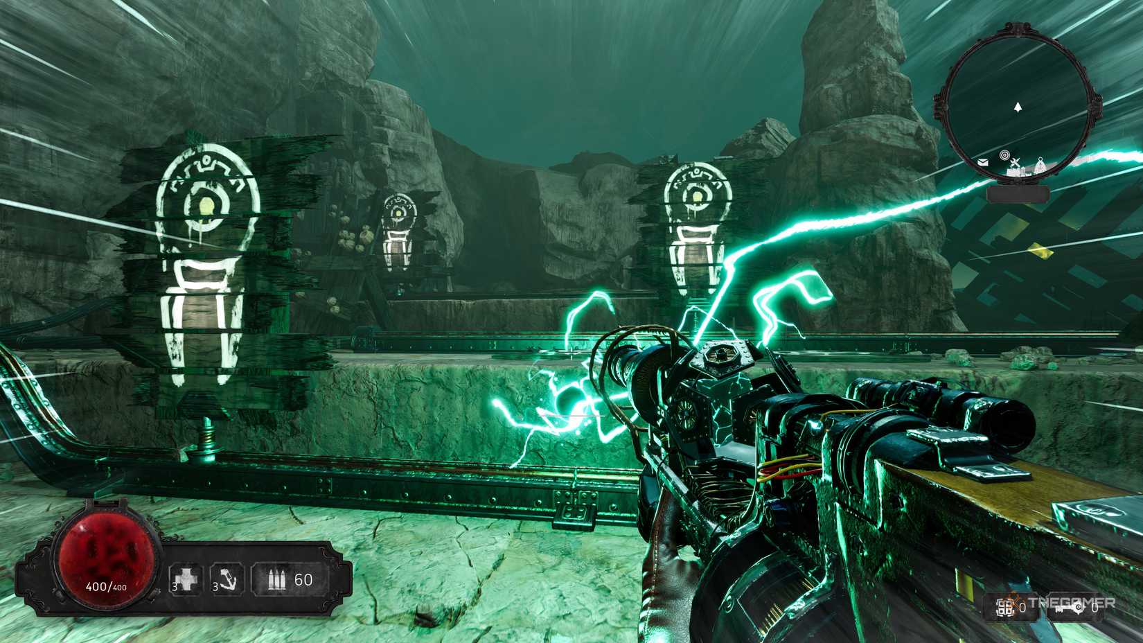 The Tesla Gun in action in Abyssus in the training range.