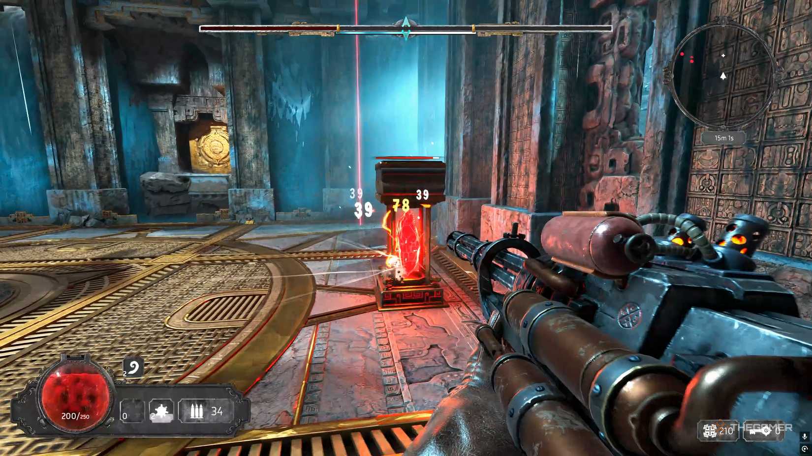 A large crystal in a boss battle in Abyssus.