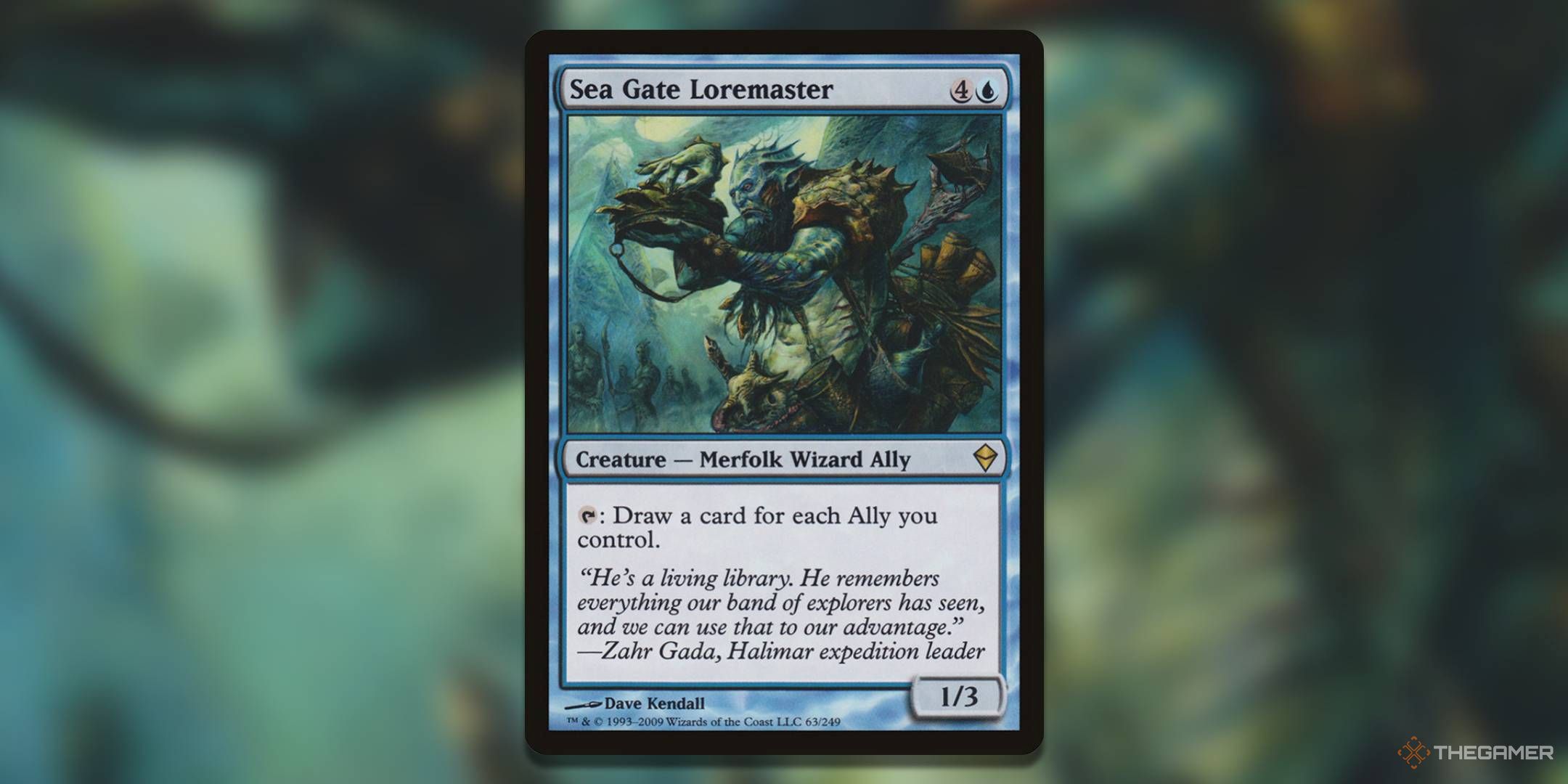 The Sea Gate Loremaster card, from Magic: The Gathering's Zendikar.