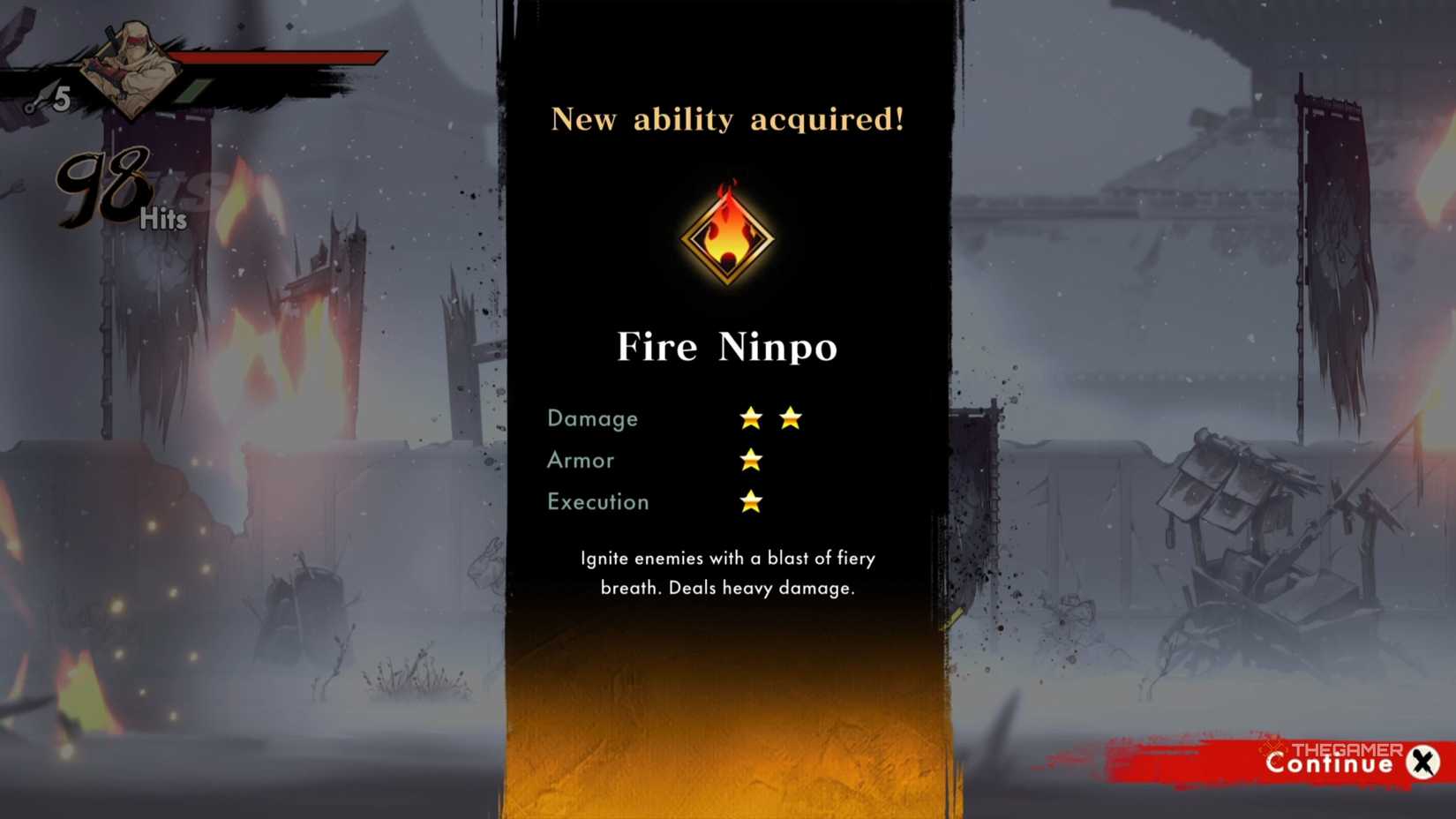 Joe using the Fire Ninpo in Shinobi: Art of Vengeance.