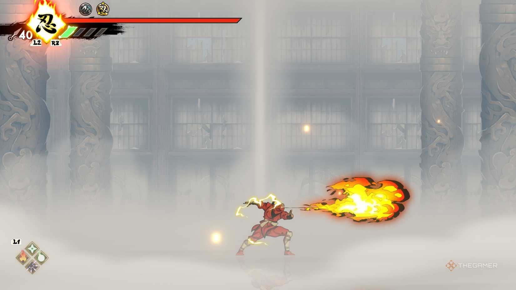 Joe using the Fire Ninpo in Shinobi: Art of Vengeance.