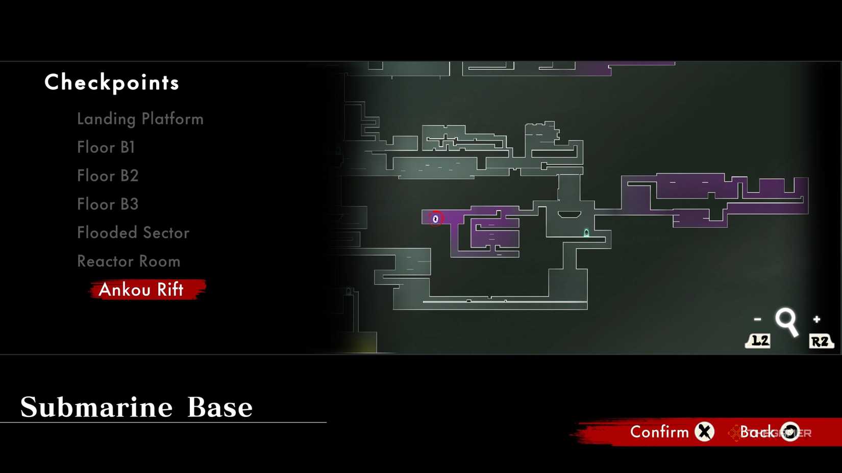The location of the Submarine Base Ankou Rift in Shinobi: Art of Vengeance.