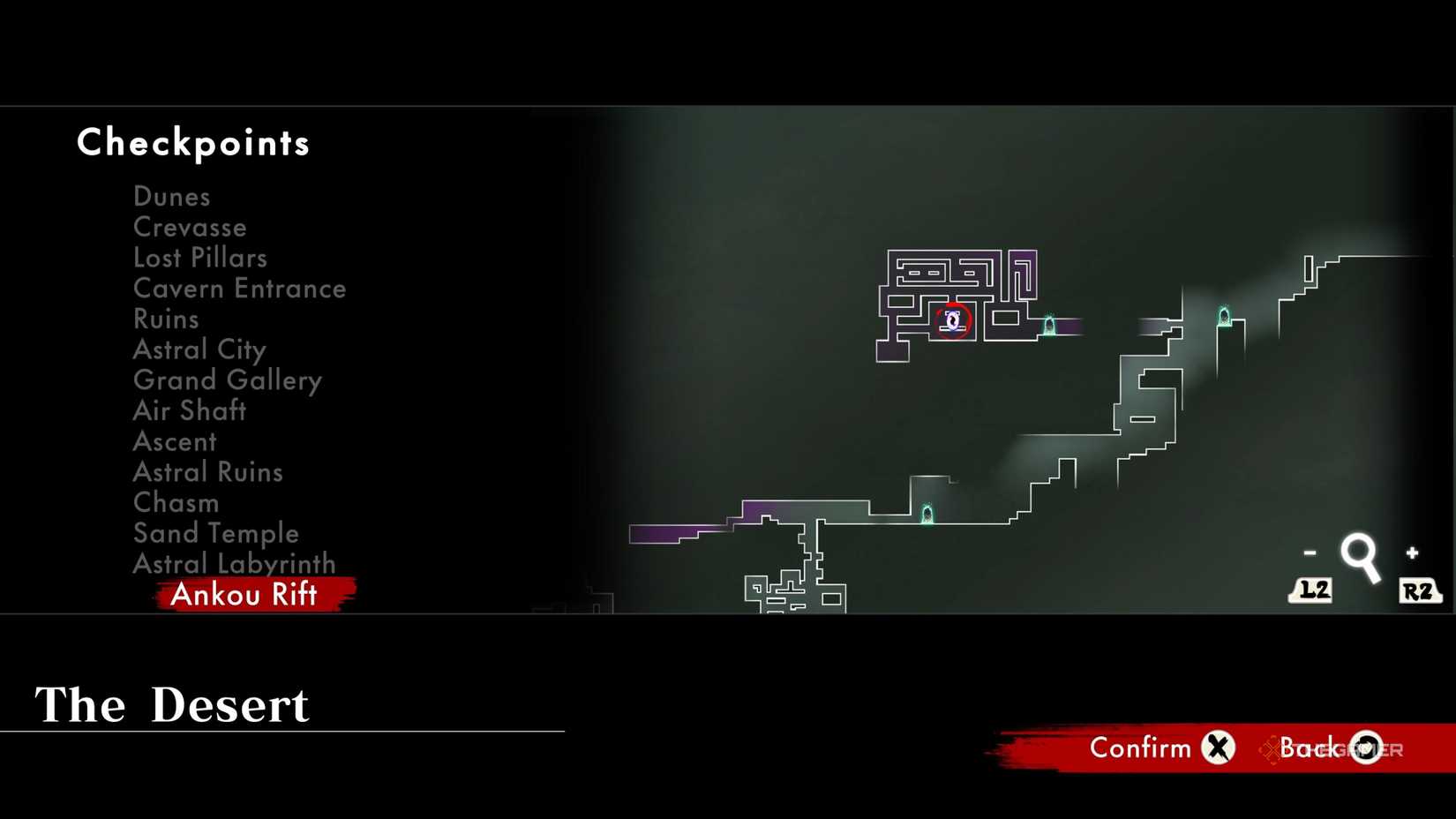 The location of The Desert Ankou Rift in Shinobi: Art of Vengeance.