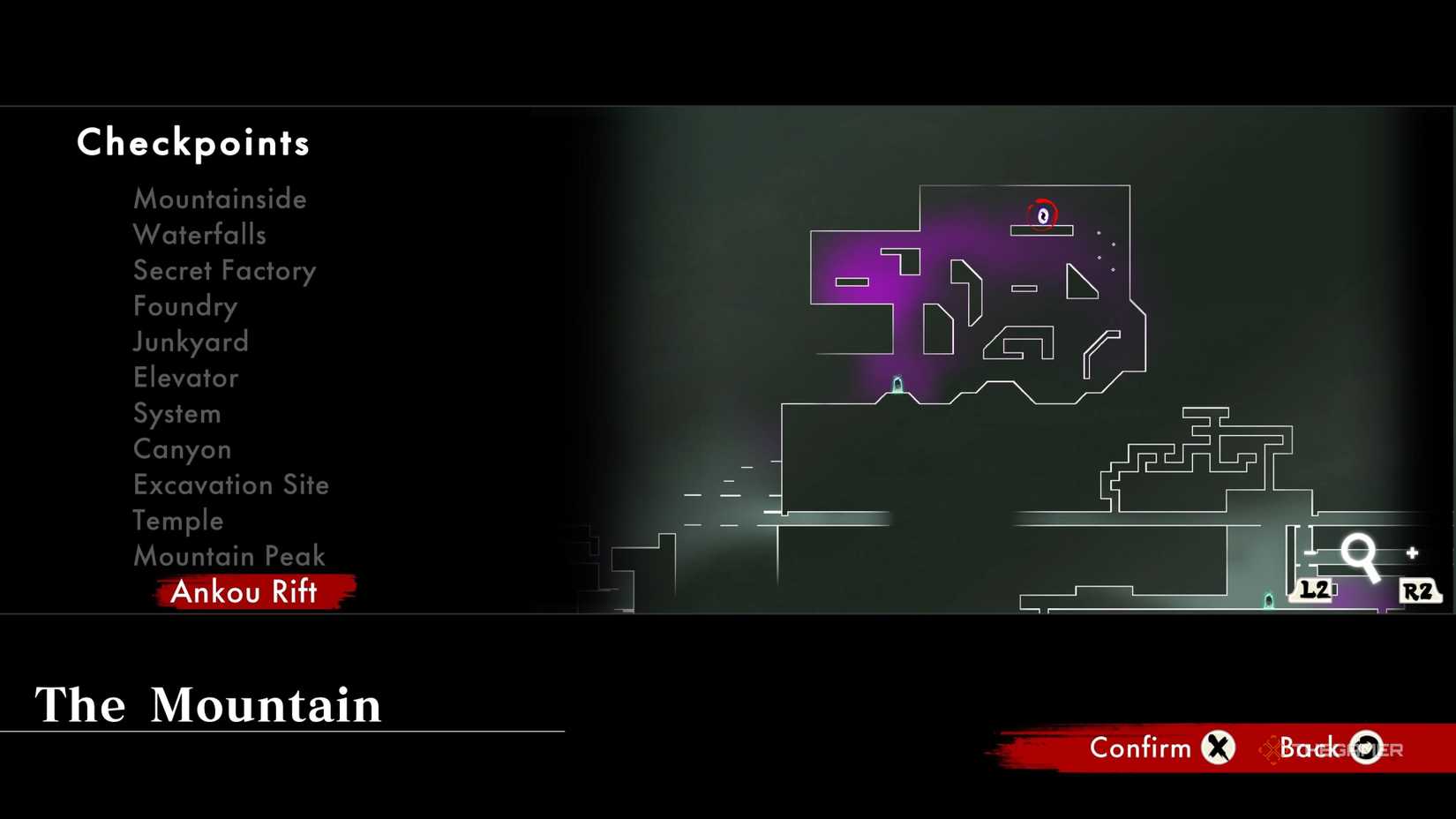 The location of the Mountain's Ankou Rift in Shinobi: Art of Vengeance.