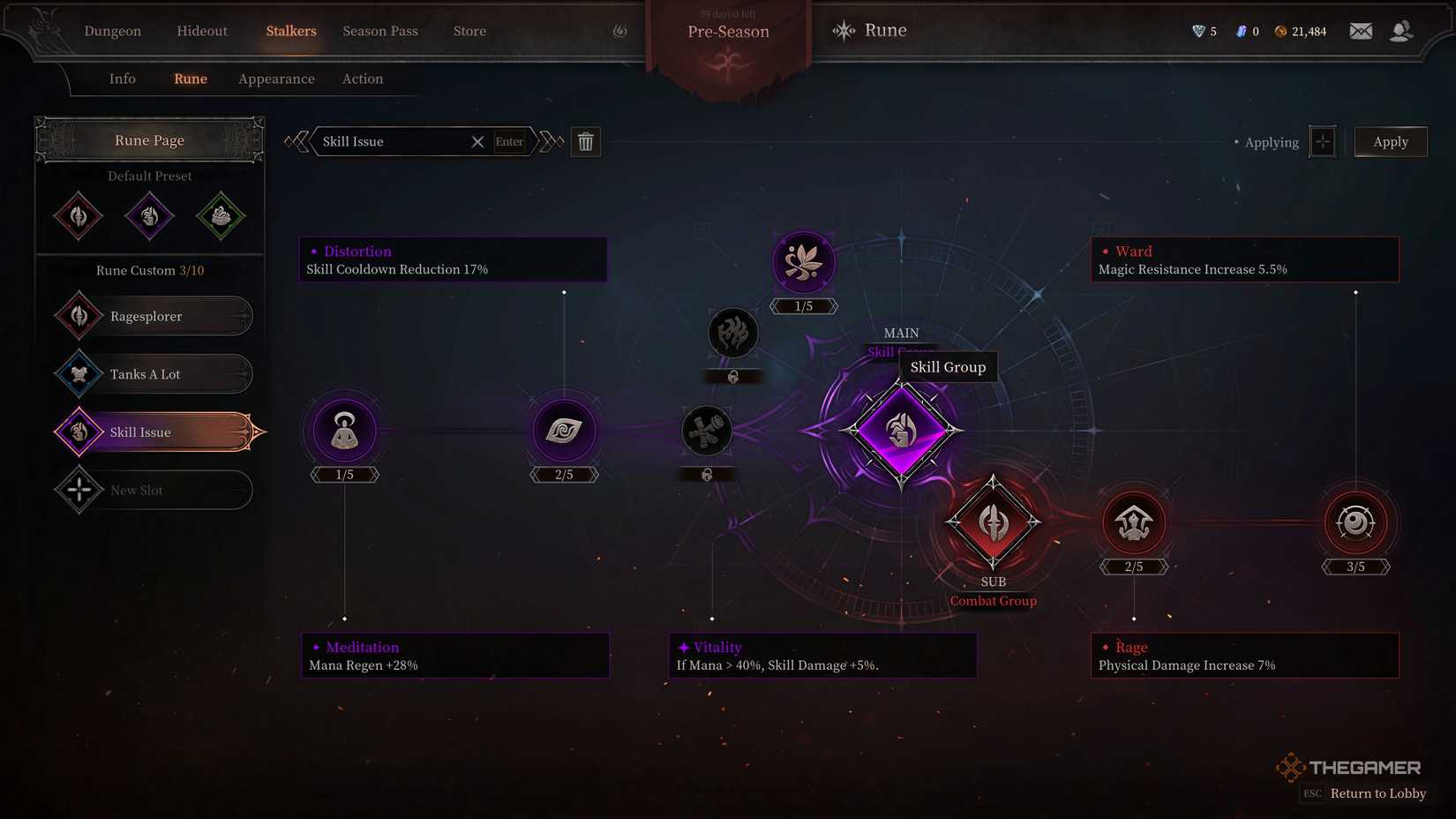 Skill and Combat Group runes for damage and skill cooldown.