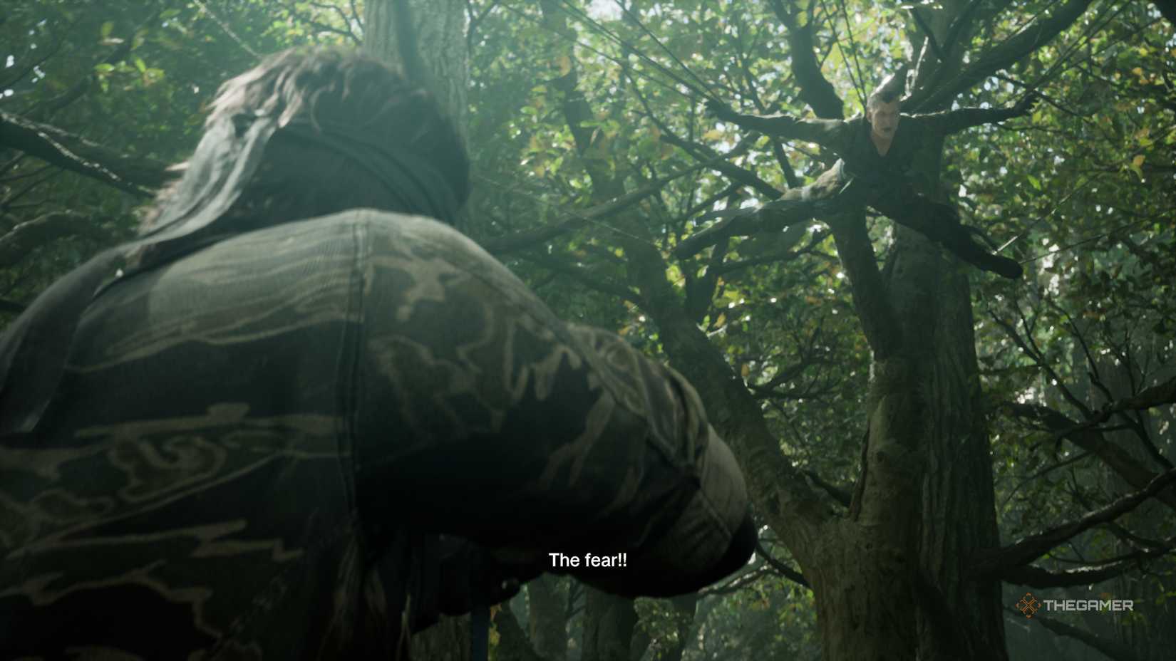 Snake aiming his gun at The Fear in Metal Gear Solid Delta Snake Eater.