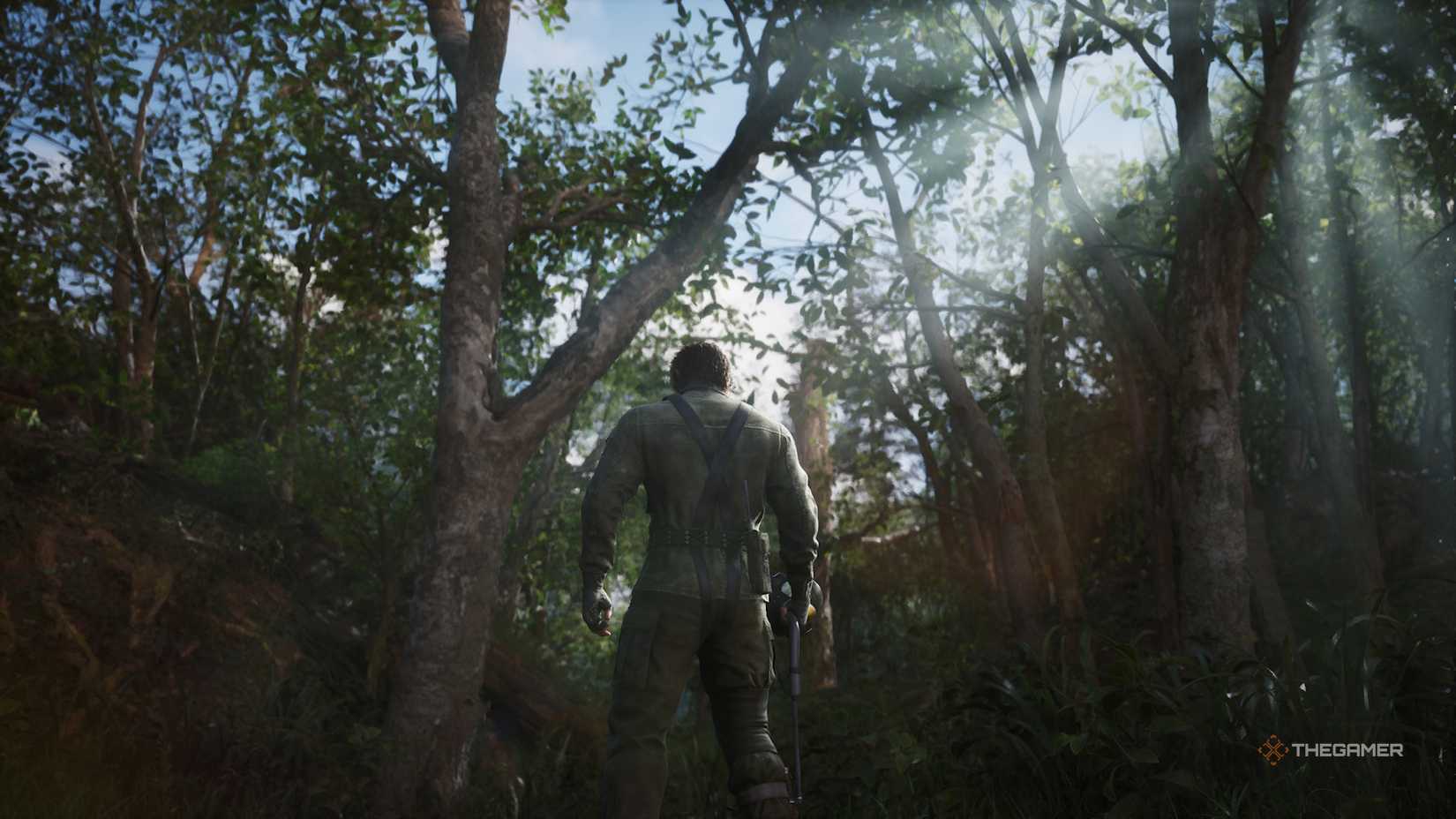 Snake in the jungle in Metal Gear Solid Delta: Snake Eater.