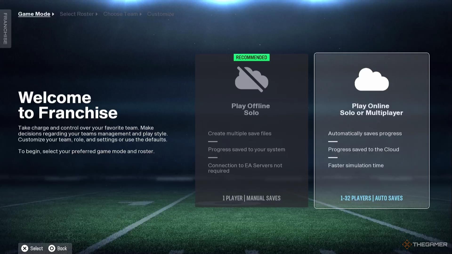 Starting an online Franchise in Madden NFL 26.