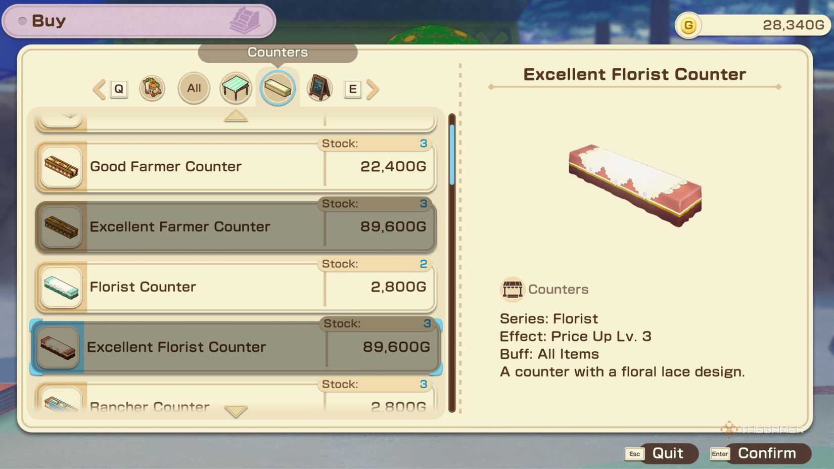 Story Of Seasons Grand Bazaar buying decorations for the stall.