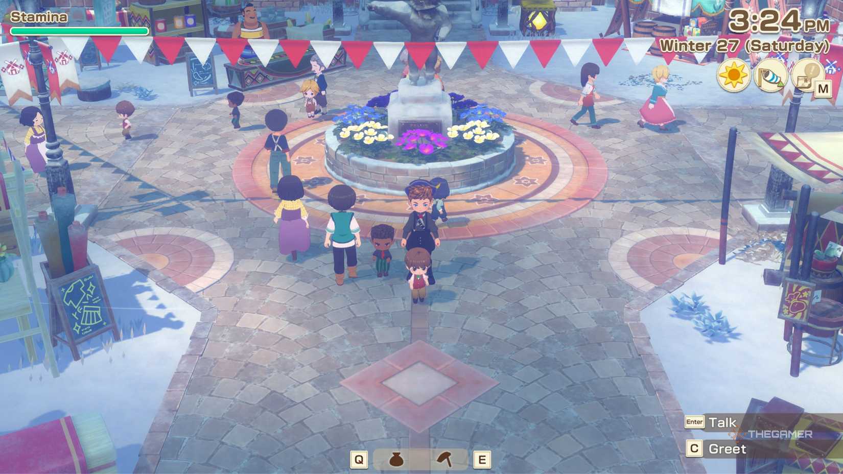 Story Of Seasons Grand Bazaar standing in the middle of bazaar.