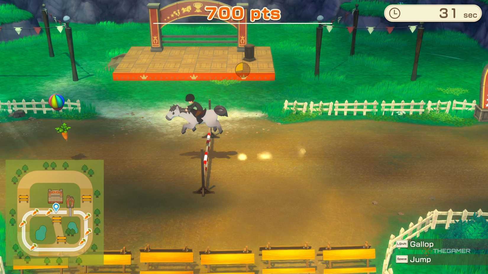 Story Of Seasons Grand Bazaar taking part in the Horse Derby.