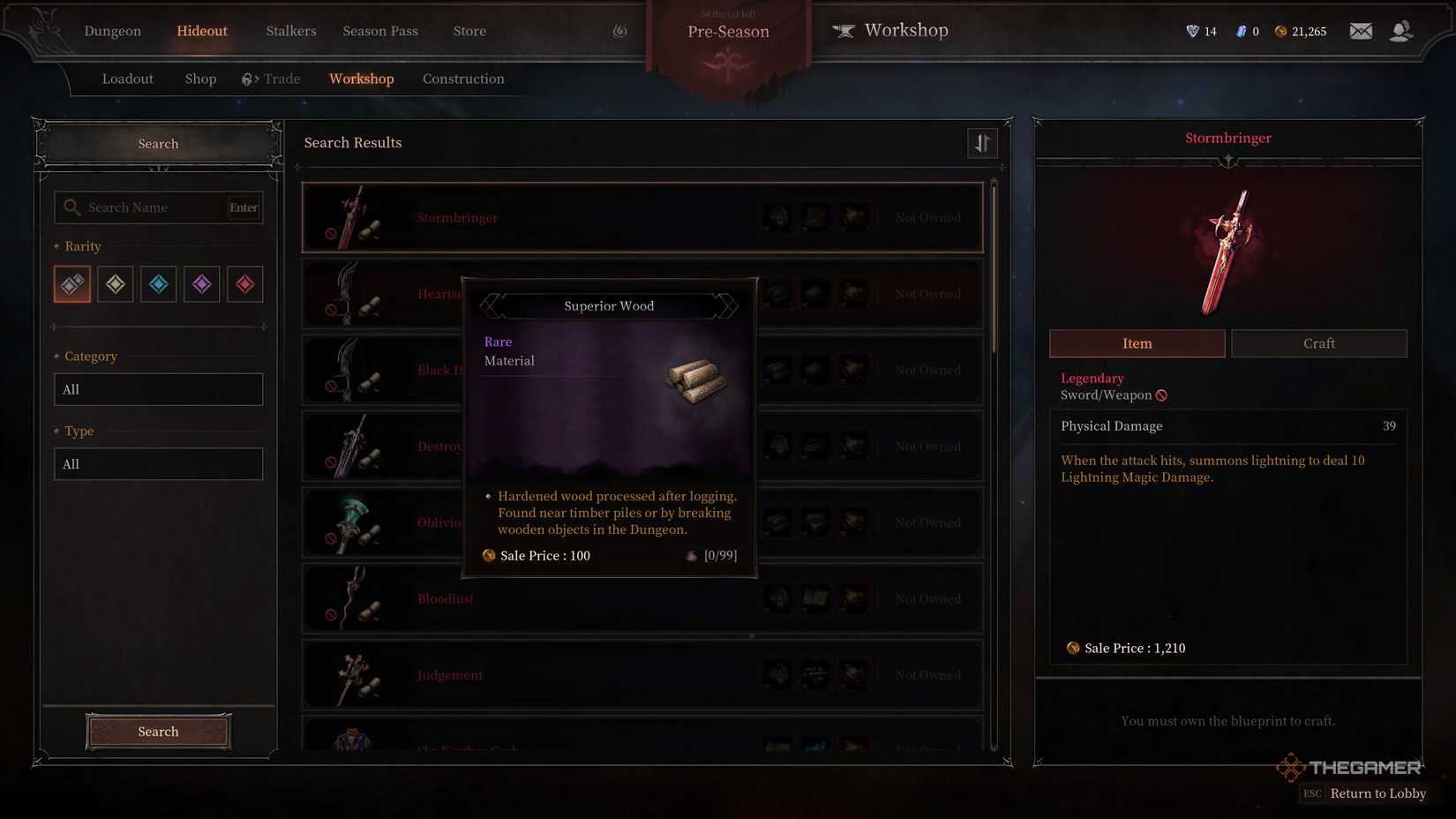 Superior Wood crafting material used for making legendary weapons.