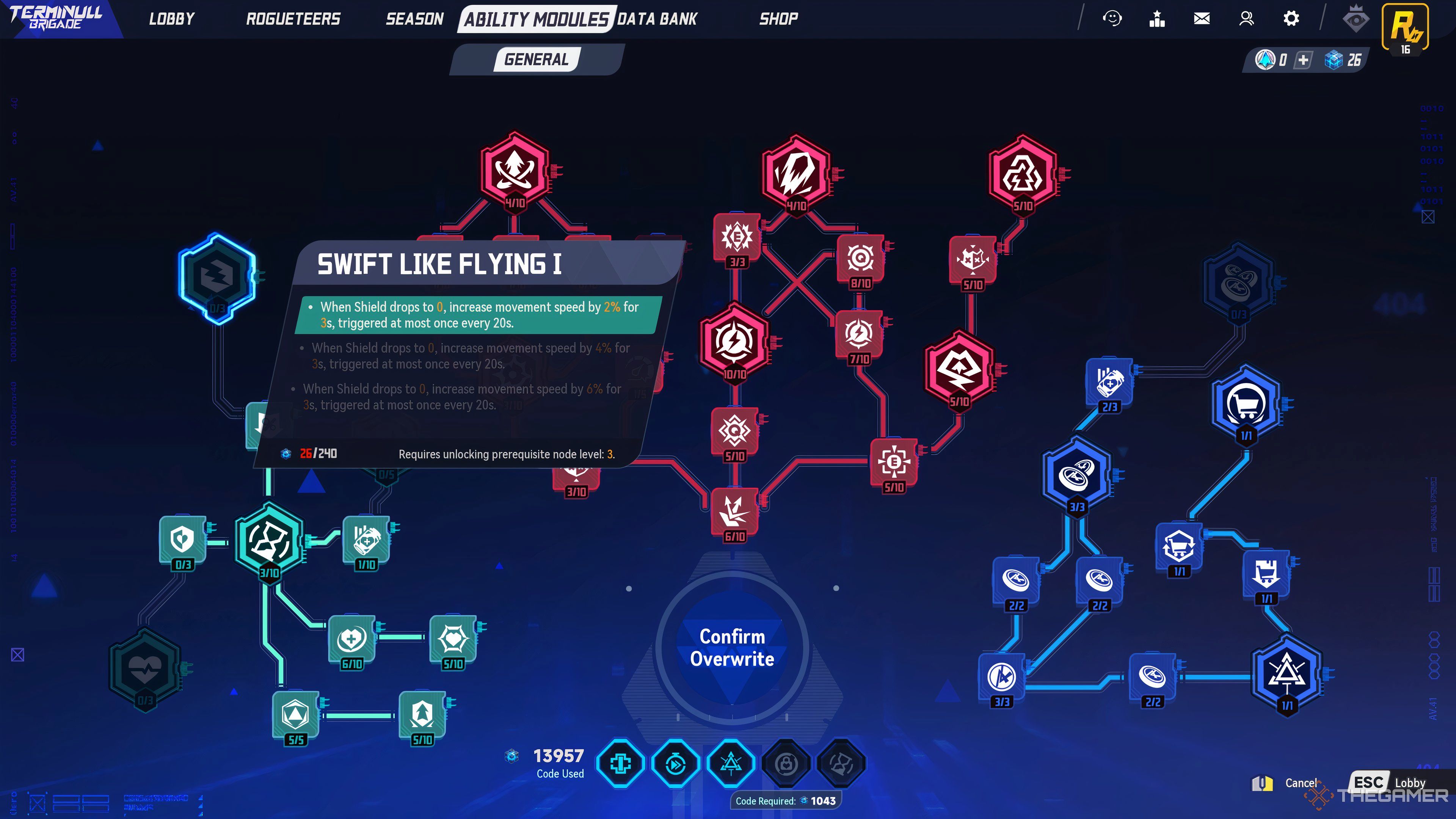 Swift Like Flying node in the support tree in the Ability Modules.