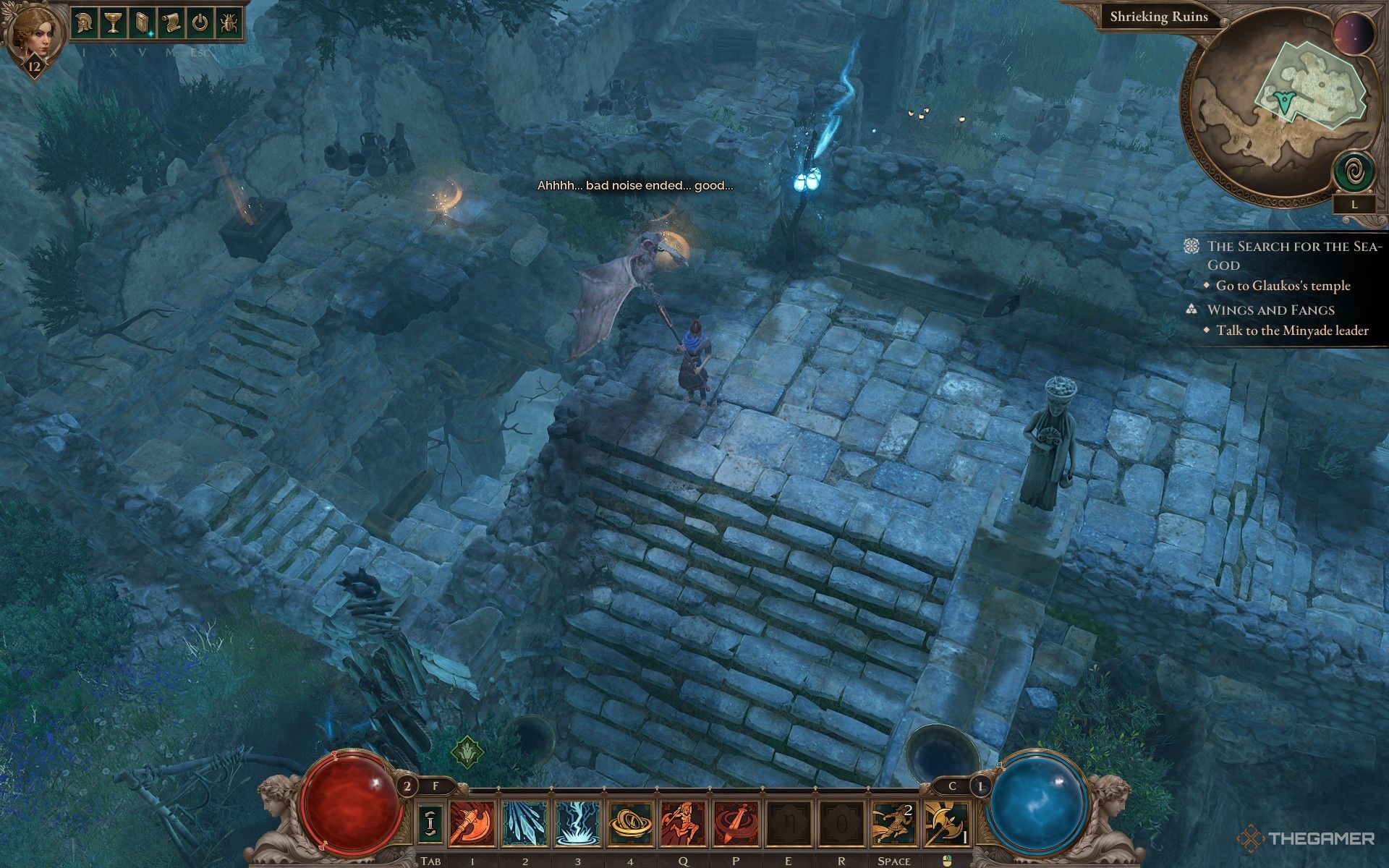 Разговор с персонажем во время квеста Крылья и Клыки в Titan Quest 2.