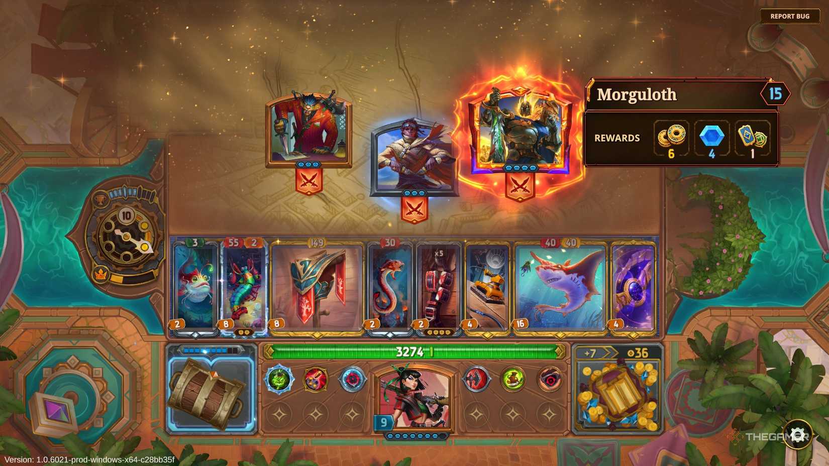 The path with three different monsters to select in The Bazaar.