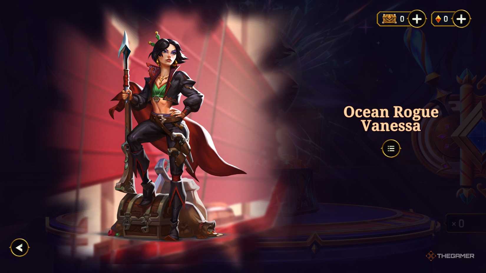 The splash art of the Ocean Rogue Vanessa skin in The Bazaar.