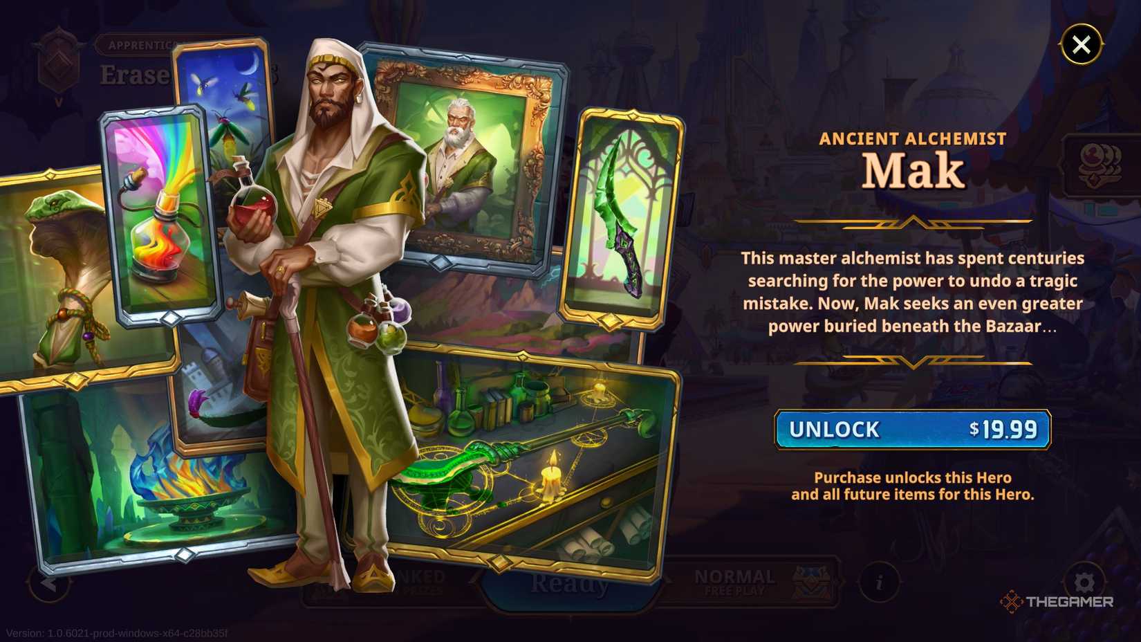 Mak's presentation screen with his price in The Bazaar.